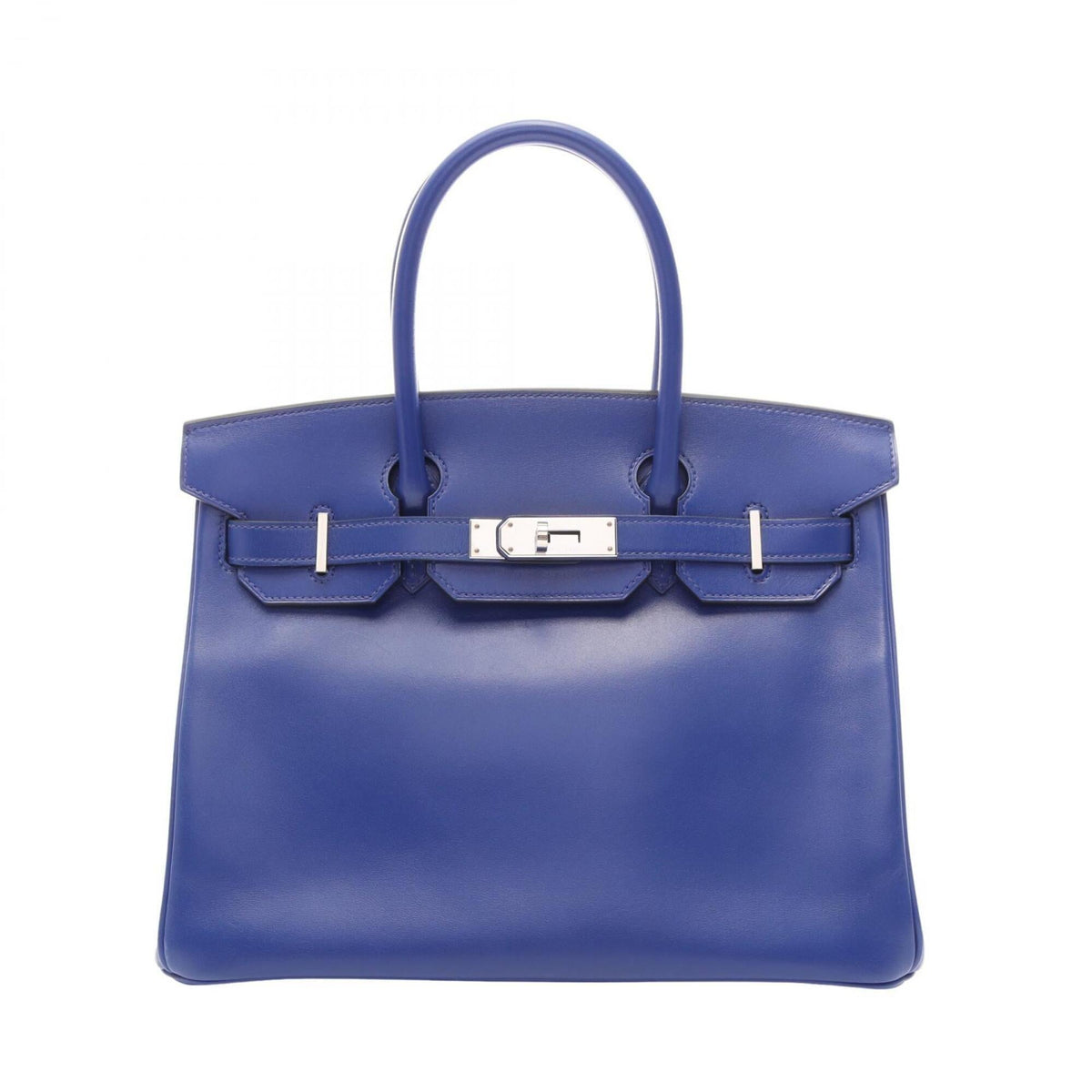 Hermes Blue Leather Tadelakt Leather Handbag (Pre-Owned)