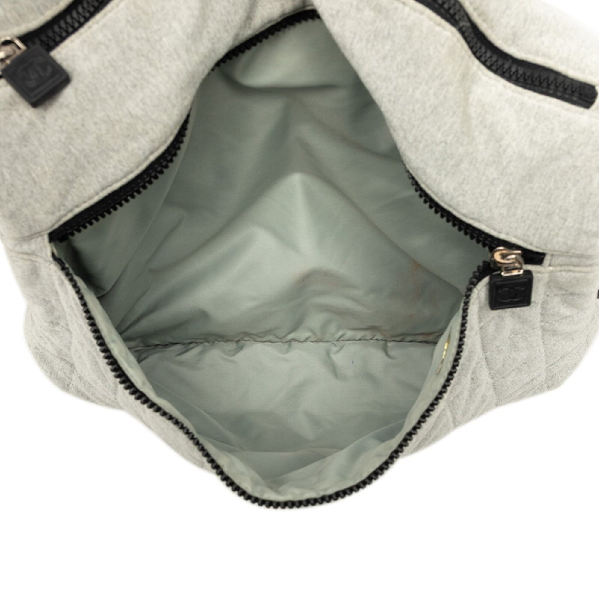 Chanel Gray Cotton Messenger Bag Shoulder Bag (Pre-Owned)