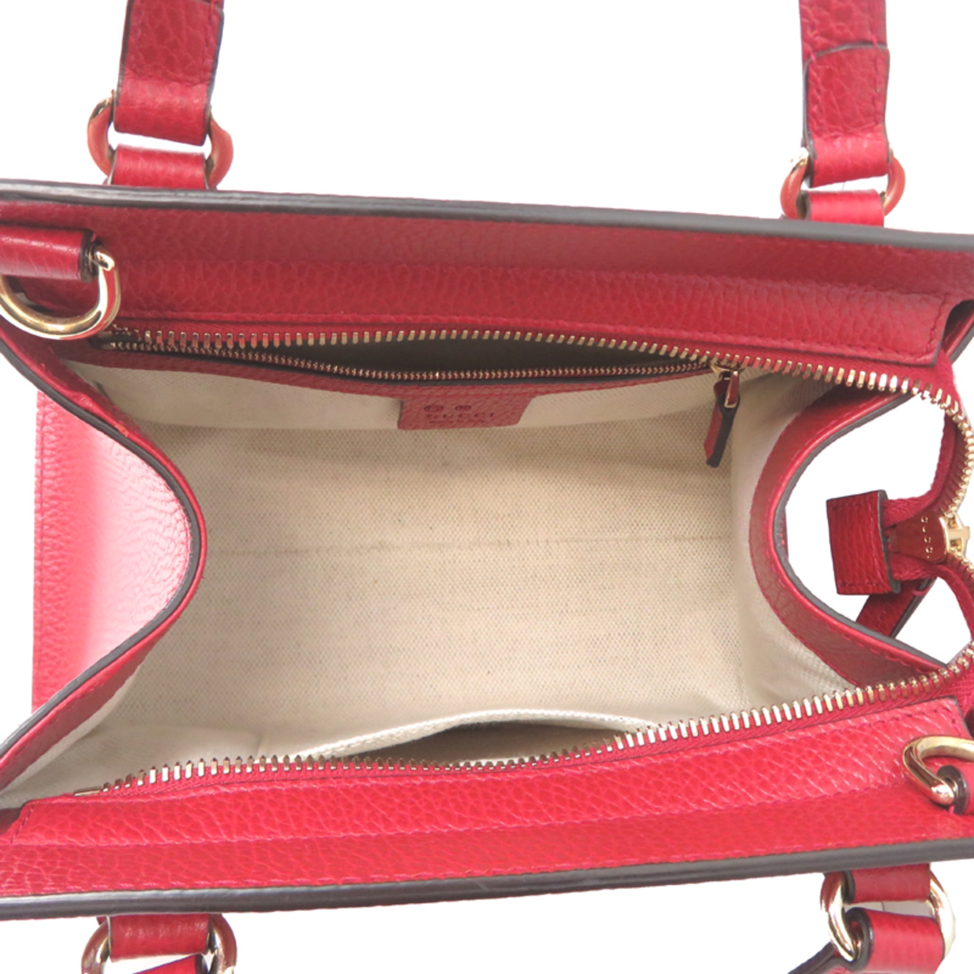 Gucci Red Color Leather Handbag (Pre-Owned)