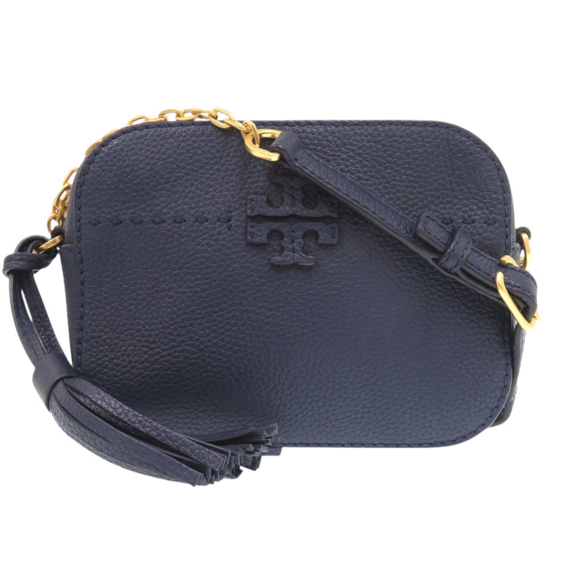 Tory Burch Navy Leather Shoulder Bag (Pre-Owned)