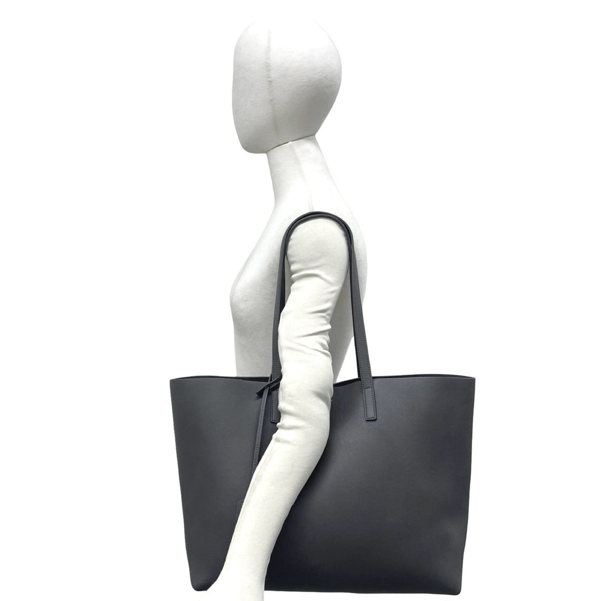 Yves Saint Laurent Gray Leather Handbag Pouch Shopping Bag Tote Bag (Pre-Owned)