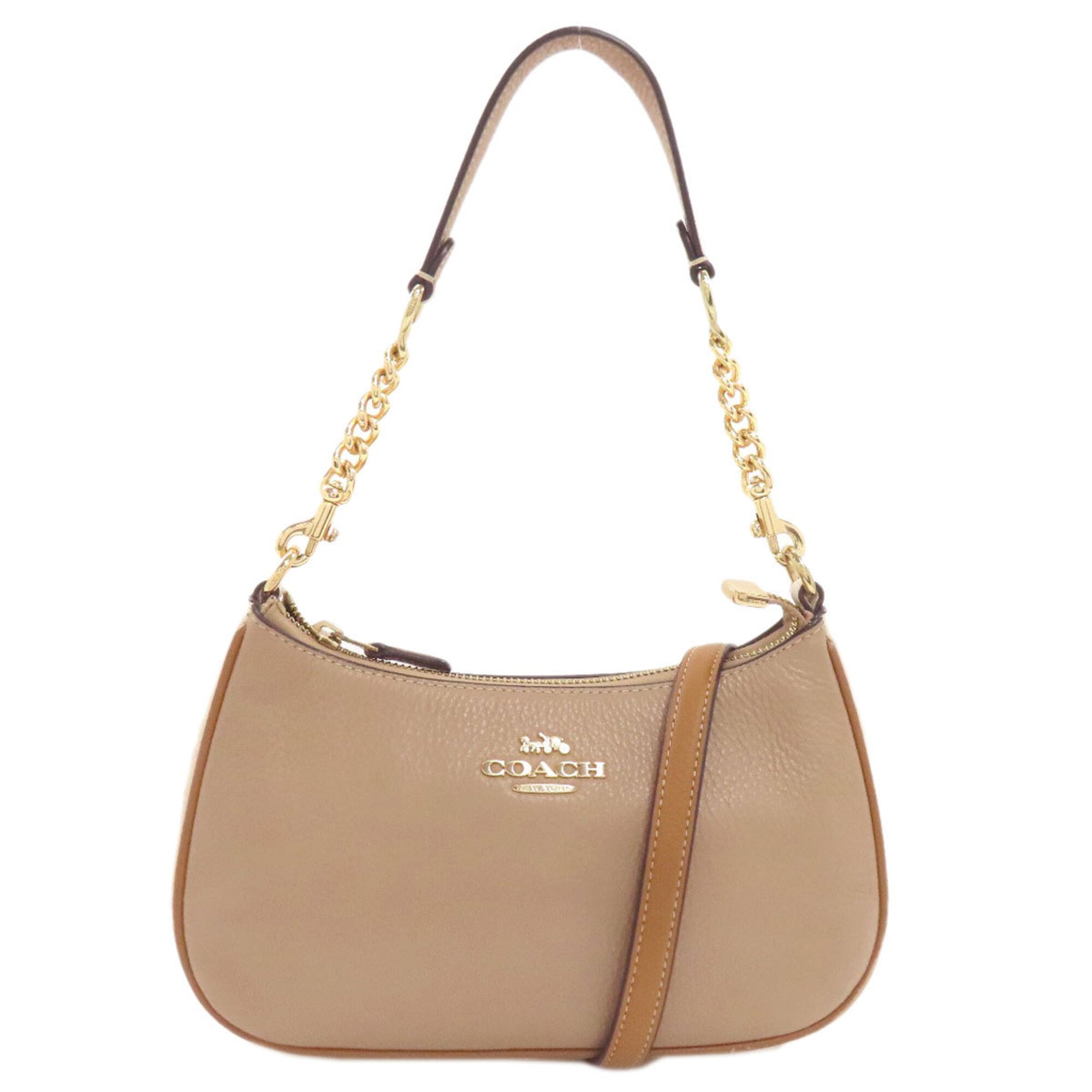 Coach Beige Leather Handbag (Pre-Owned)