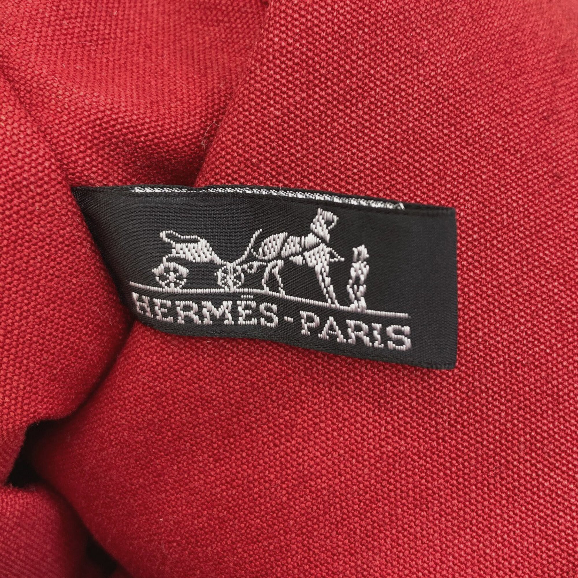Hermes Deauville Red Color Canvas Handbag (Pre-Owned)