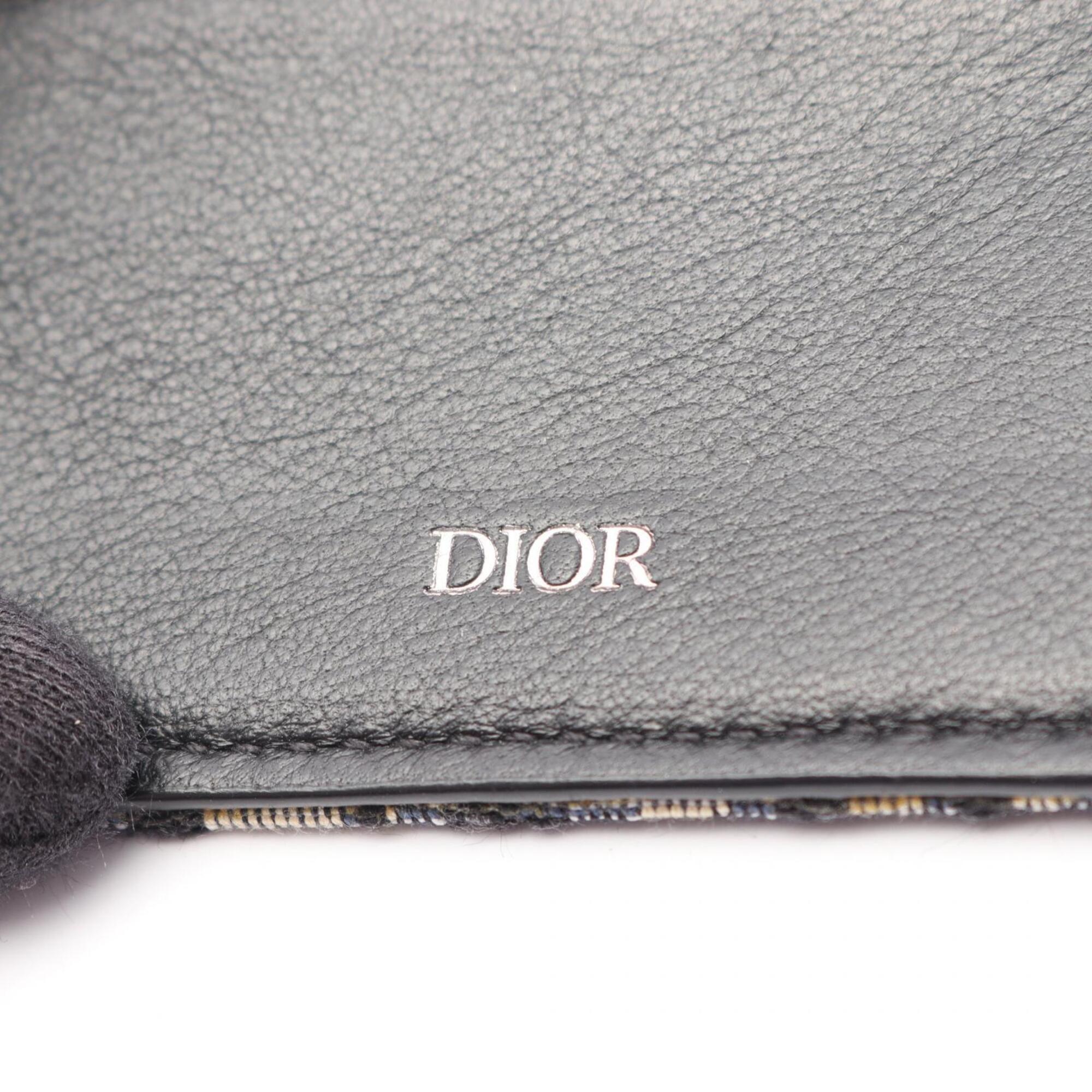 Christian Dior Beige Navy Canvas Wallet (Tri-Fold) (Pre-Owned)