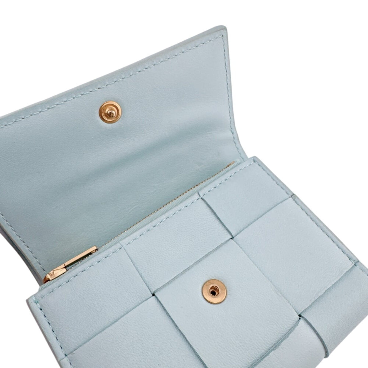 Bottega Veneta Blue Leather Wallet (Tri-Fold) (Pre-Owned)