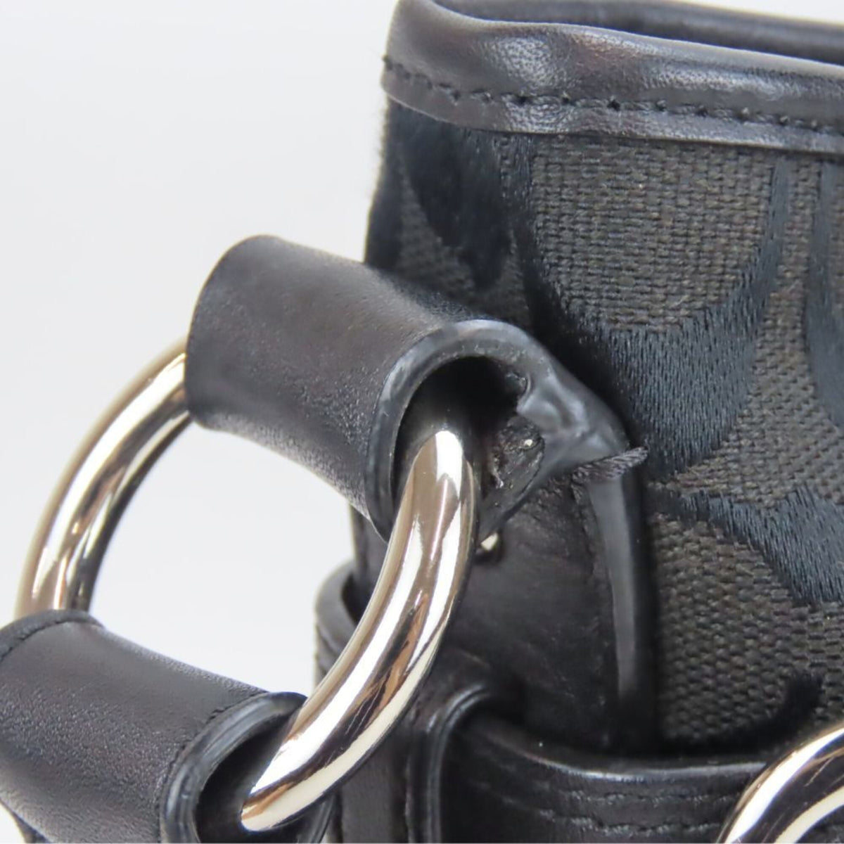 Coach Black Canvas Leather Shoulder Bag (Pre-Owned)