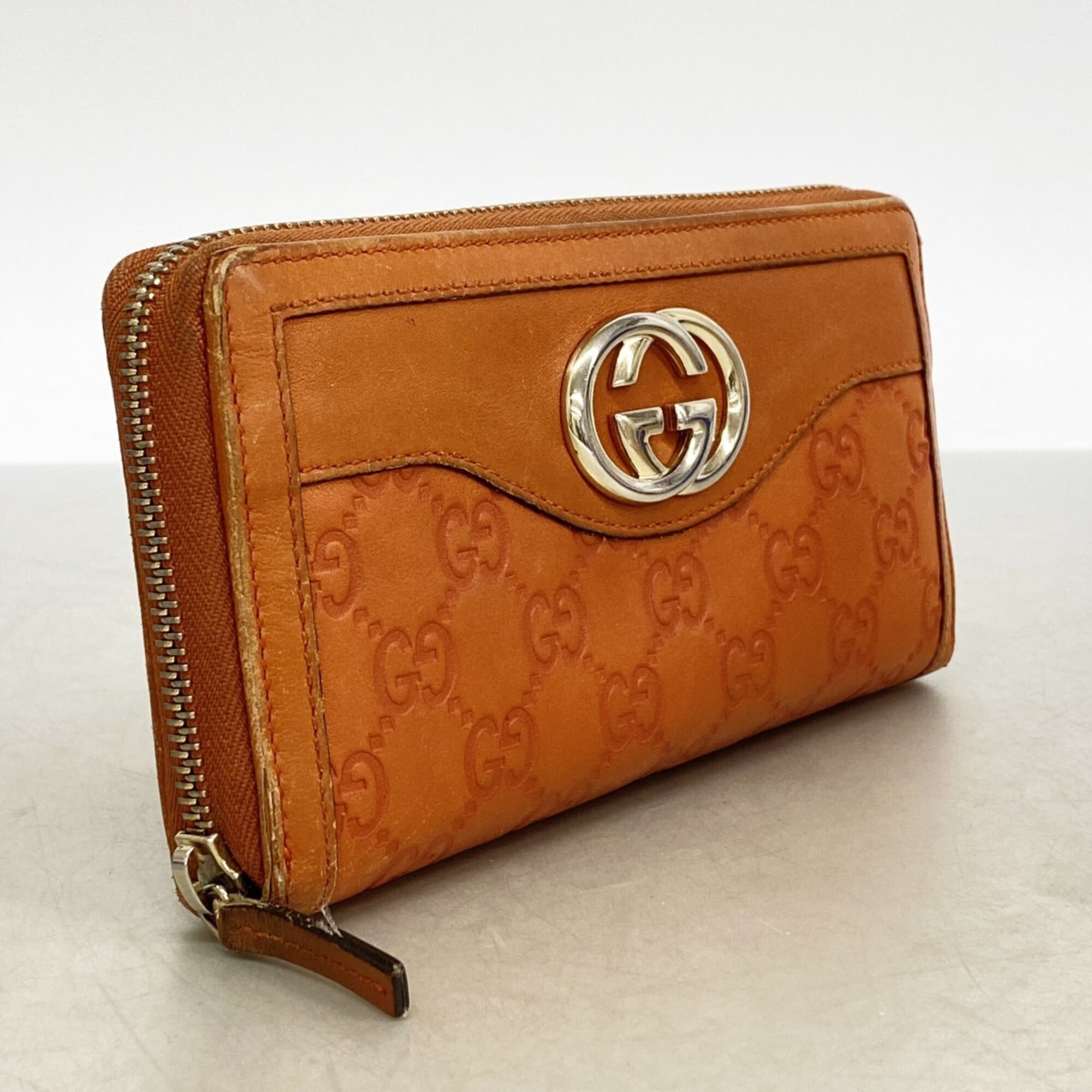 Gucci Orange Leather Long Wallet (Bi-Fold) (Pre-Owned)