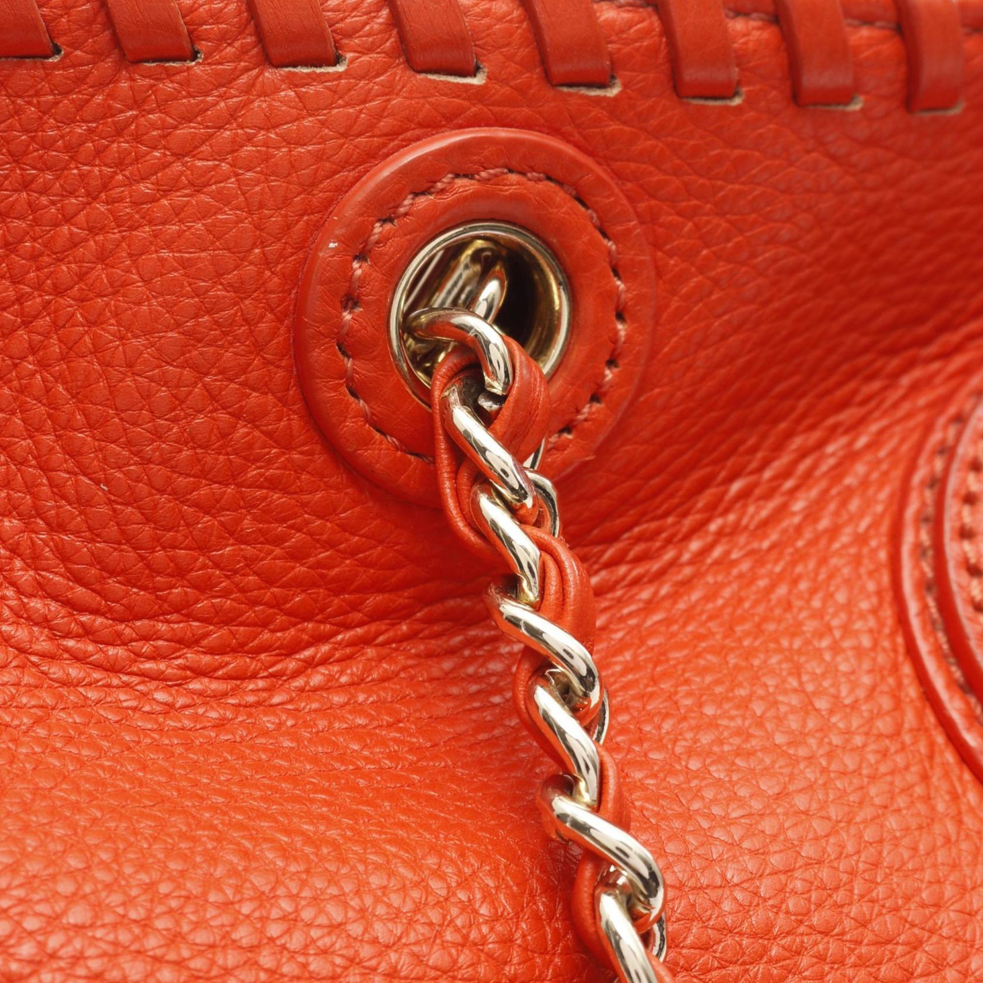 Tory Burch Red Color Leather Tote Bag (Pre-Owned)