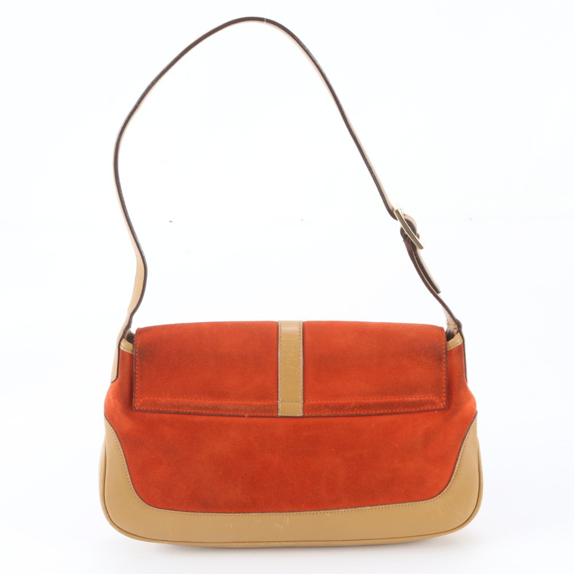 Gucci Beige Orange Leather Handbag Shoulder Bag (Pre-Owned)