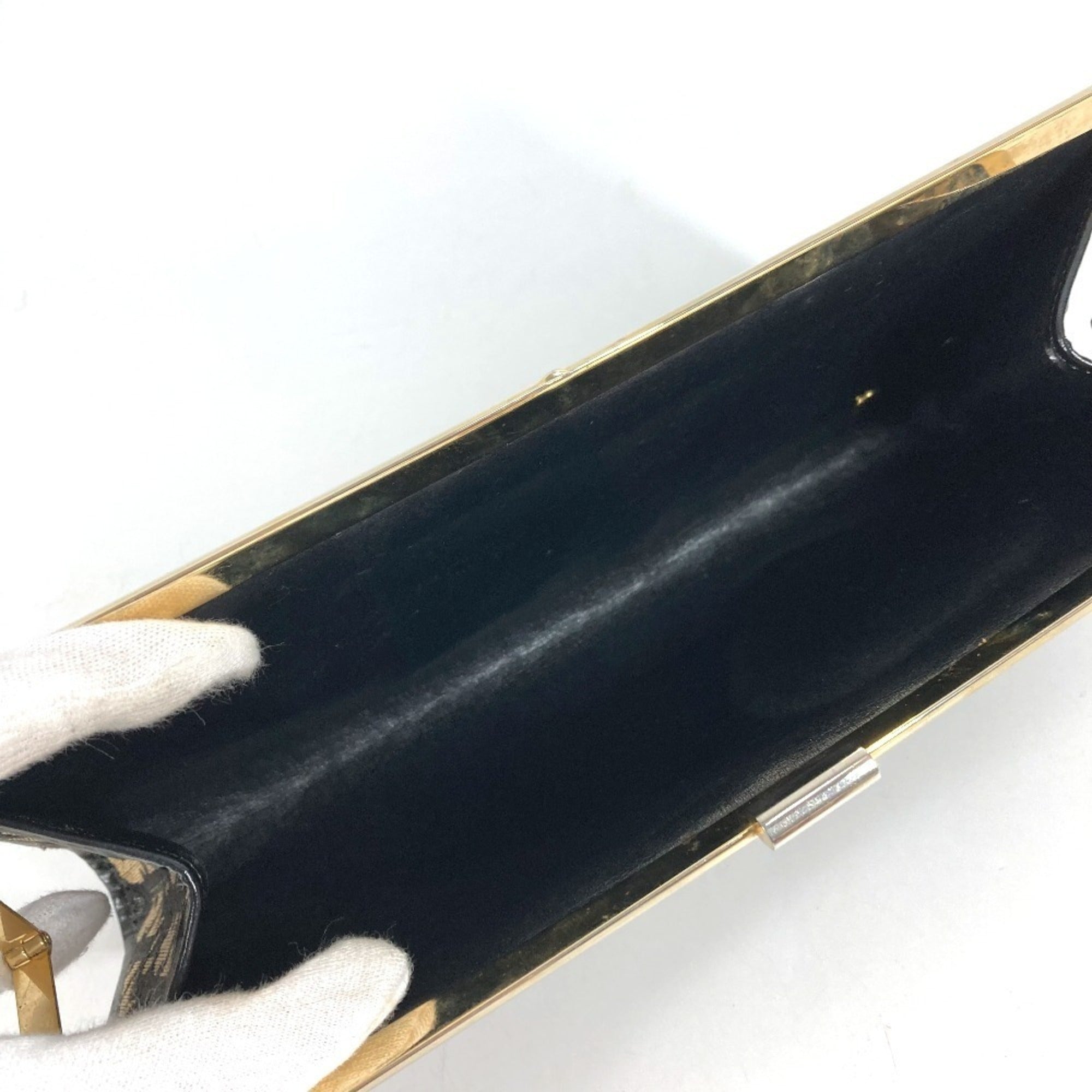 Christian Dior Gold Navy Leather Canvas Clutch Bag Handbag Pouch (Pre-Owned)