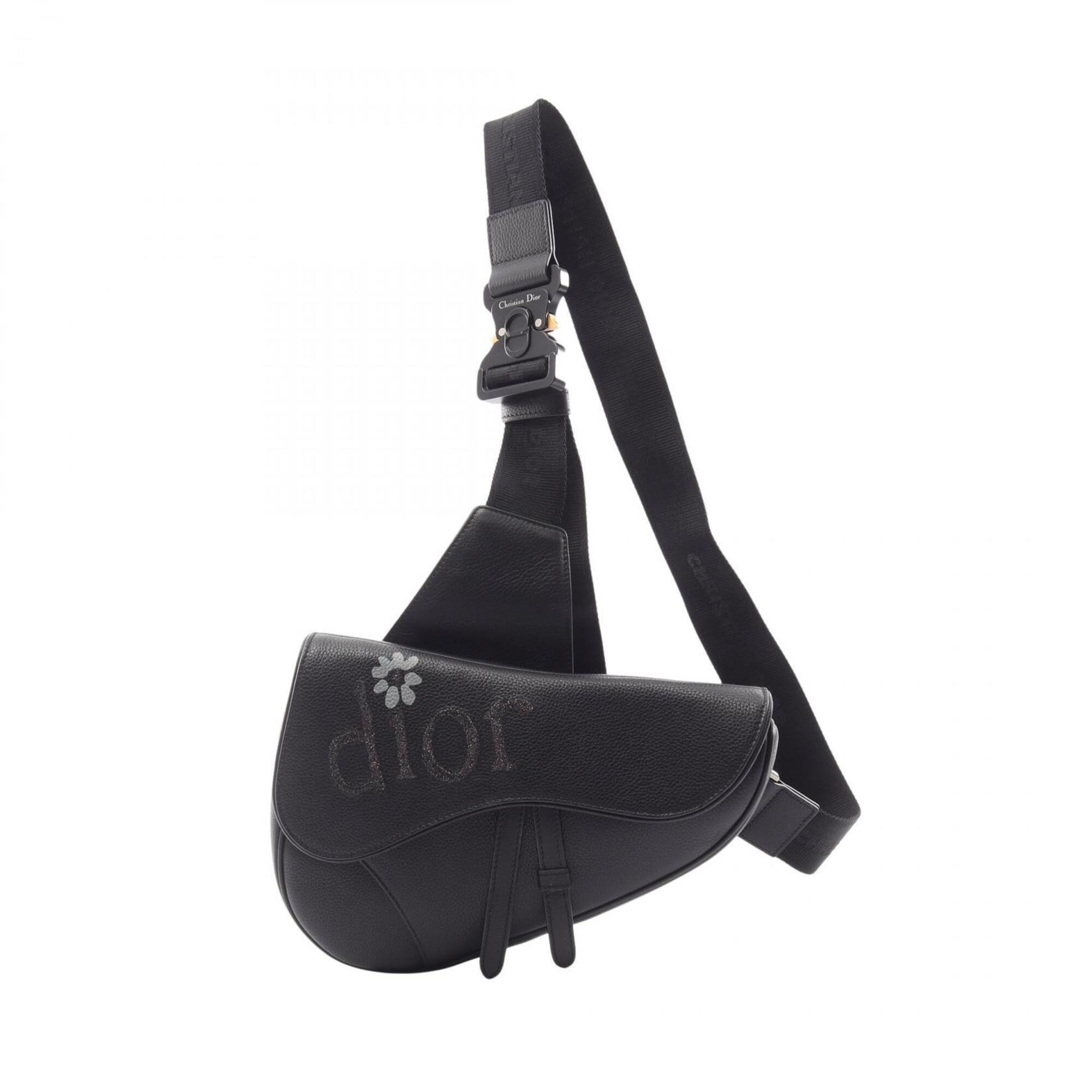 Christian Dior Black Leather Fanny Pack Sling Bag (Pre-Owned)