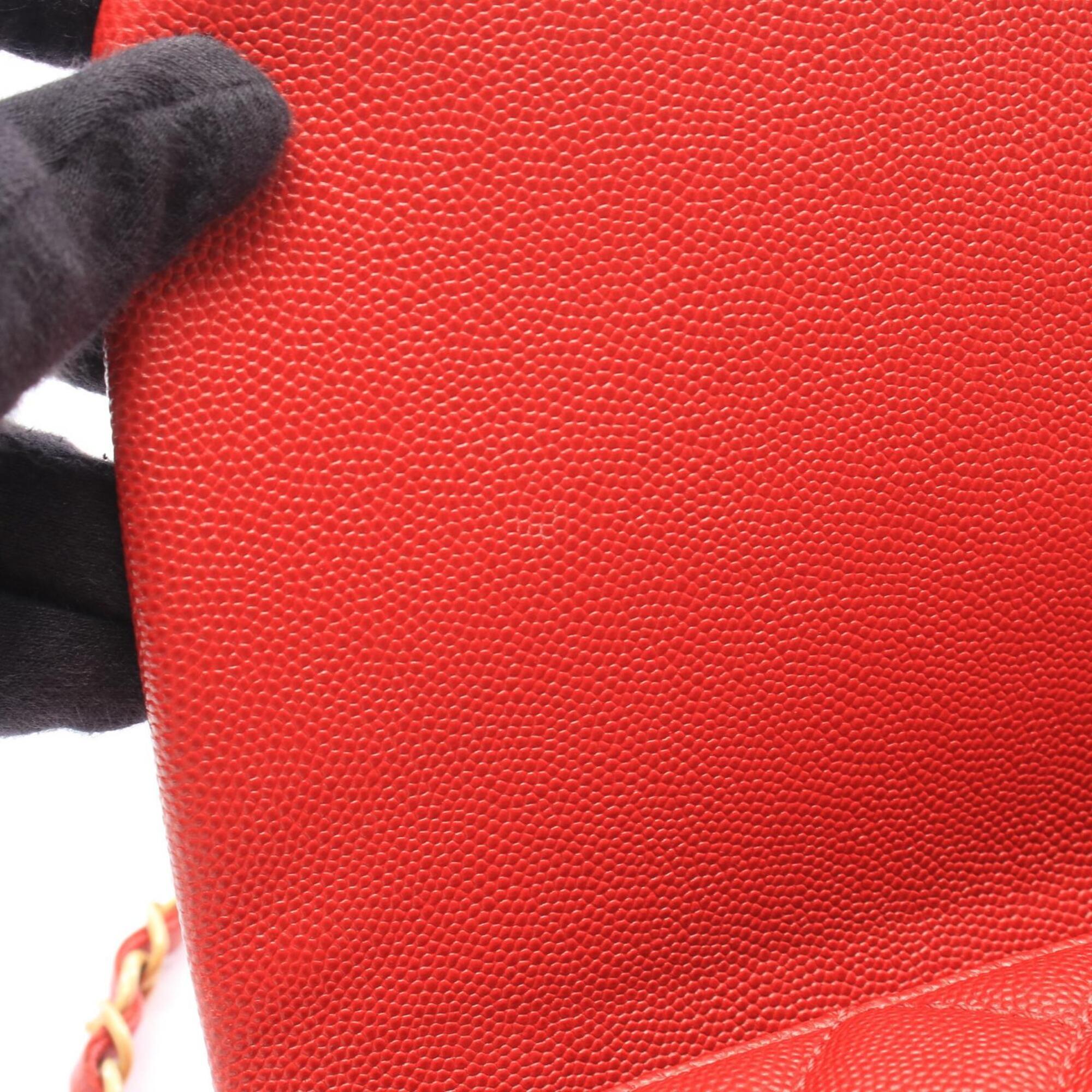 Chanel Matelasse Red Color Grained Calfskin Handbag (Pre-Owned)