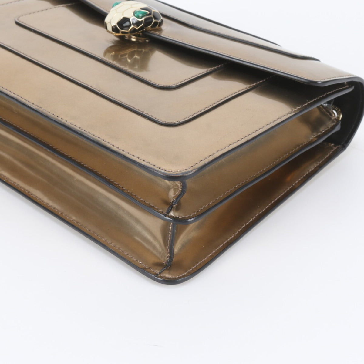 Bvlgari Metallic Bronze Leather Handbag Shoulder Bag (Pre-Owned)