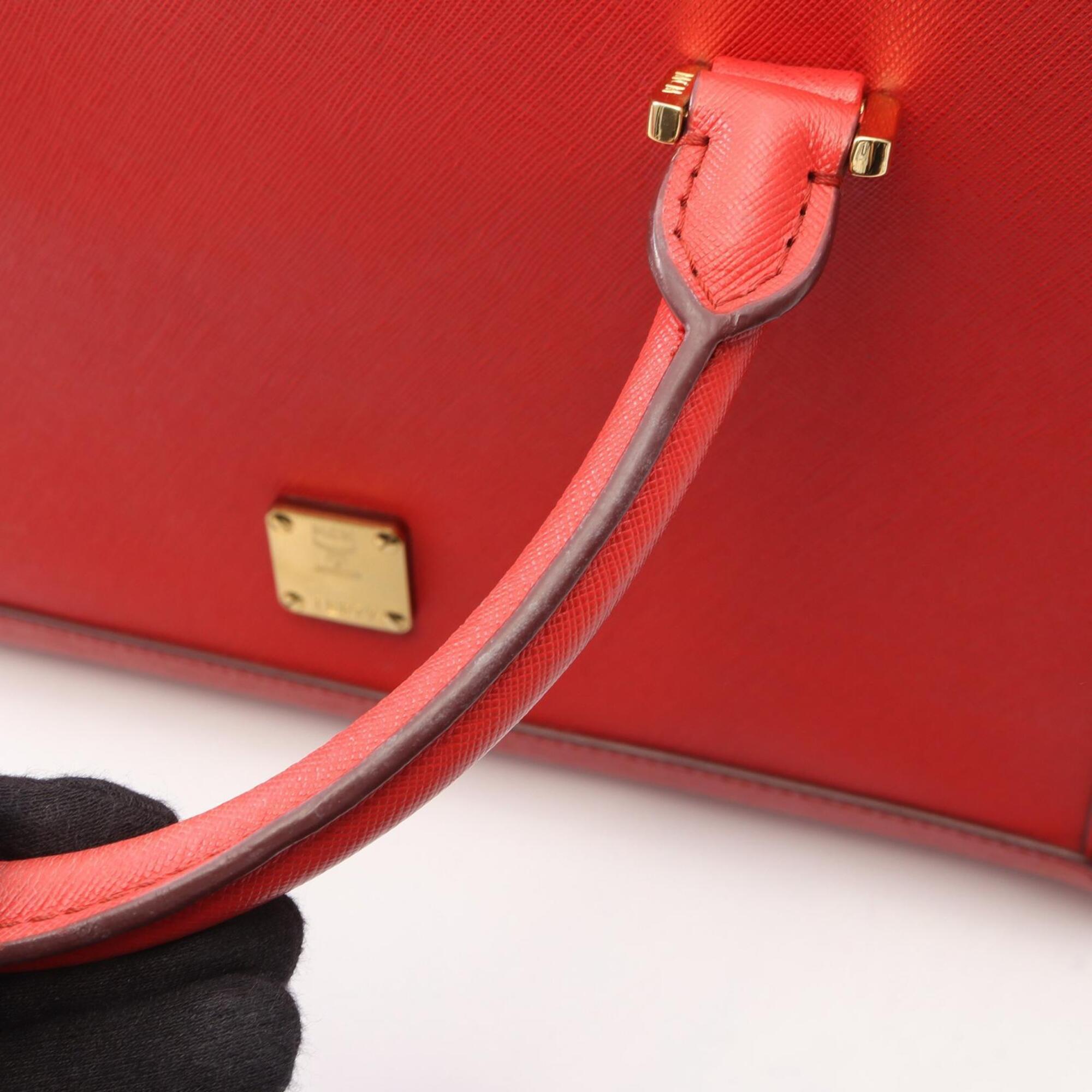 Mcm Red Color Leather Handbag (Pre-Owned)