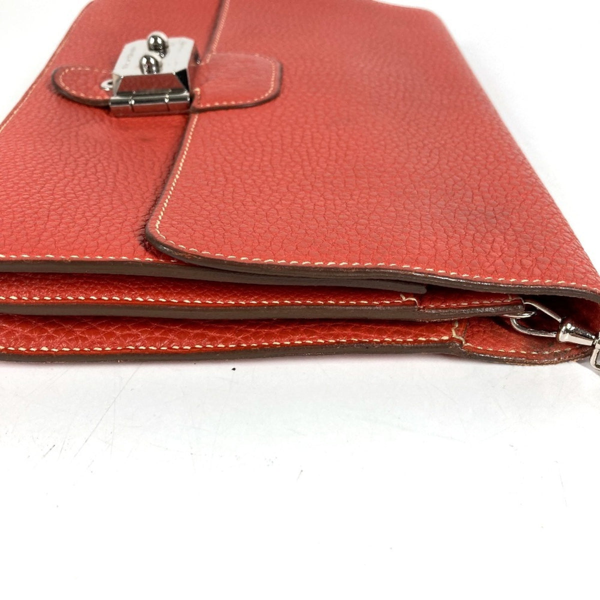 Hermes Brown Leather Clutch Bag Handbag Pochette Pouch (Pre-Owned)