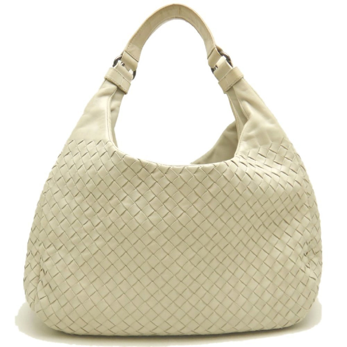 Bottega Veneta Intrecciato Ivory Leather Shoulder Bag (Pre-Owned)