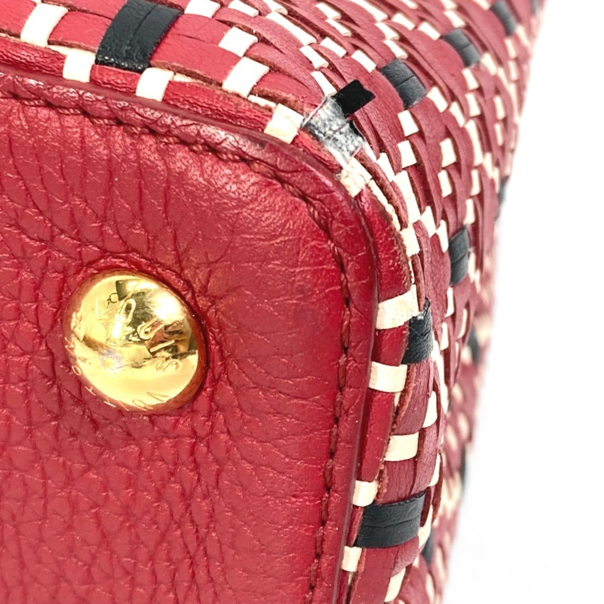 Louis Vuitton Black Red Color Leather Handbag (Pre-Owned)