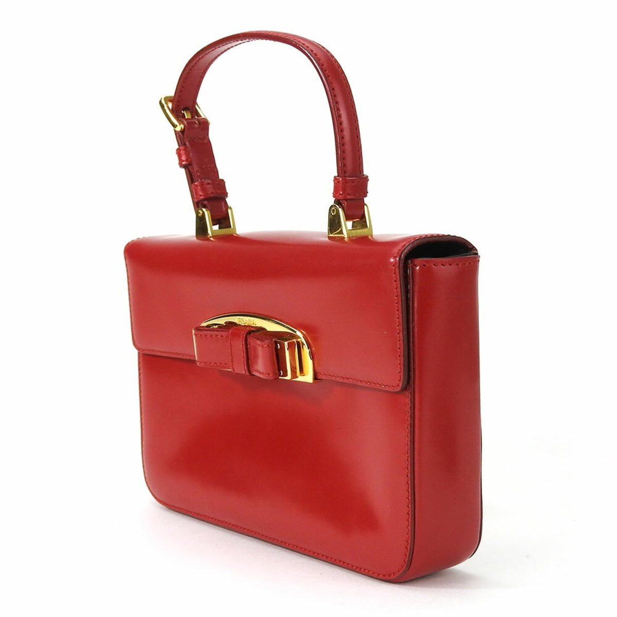 Prada Red Color Leather Handbag (Pre-Owned)