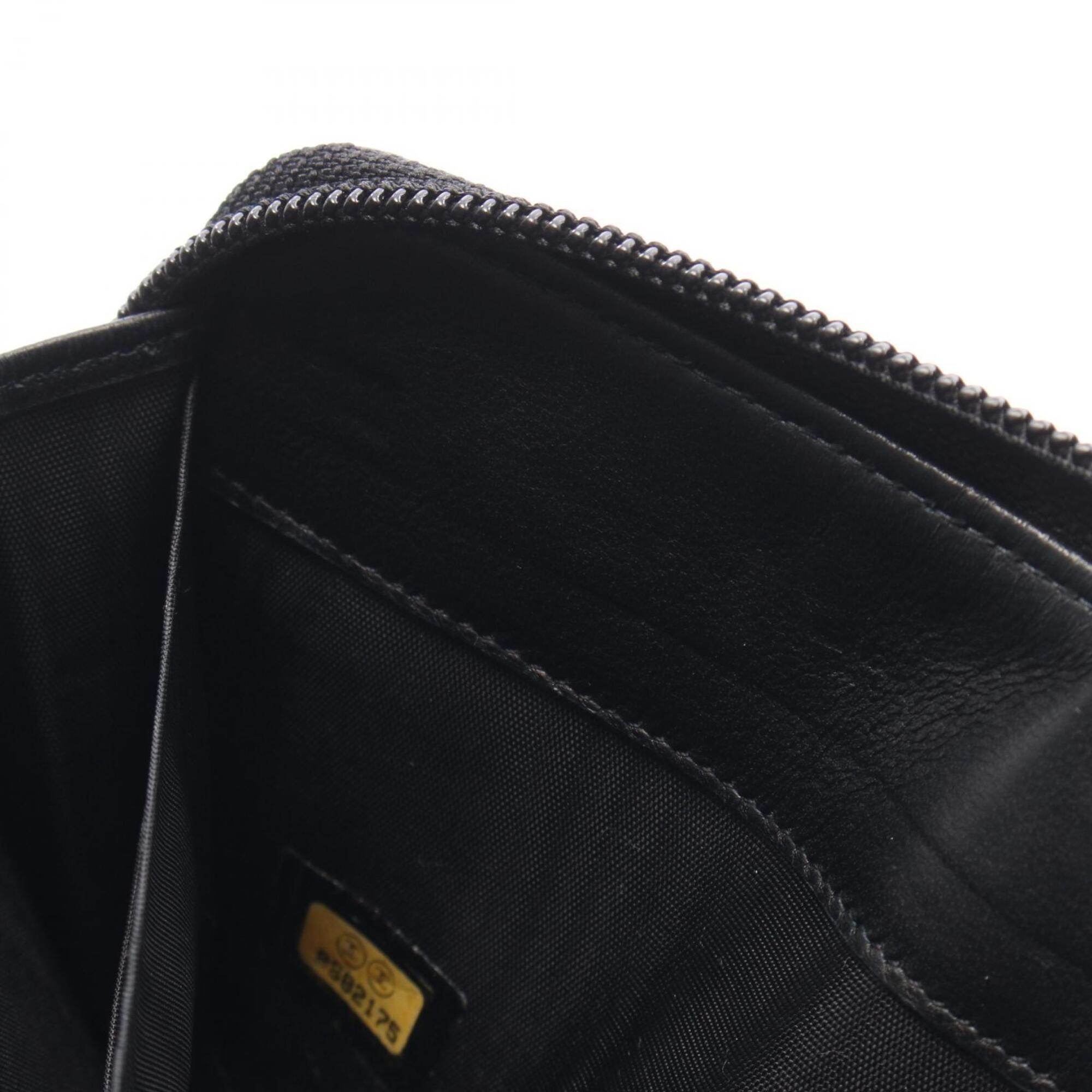 Chanel Black Grained Calfskin Long Wallet (Bi-Fold) (Pre-Owned)