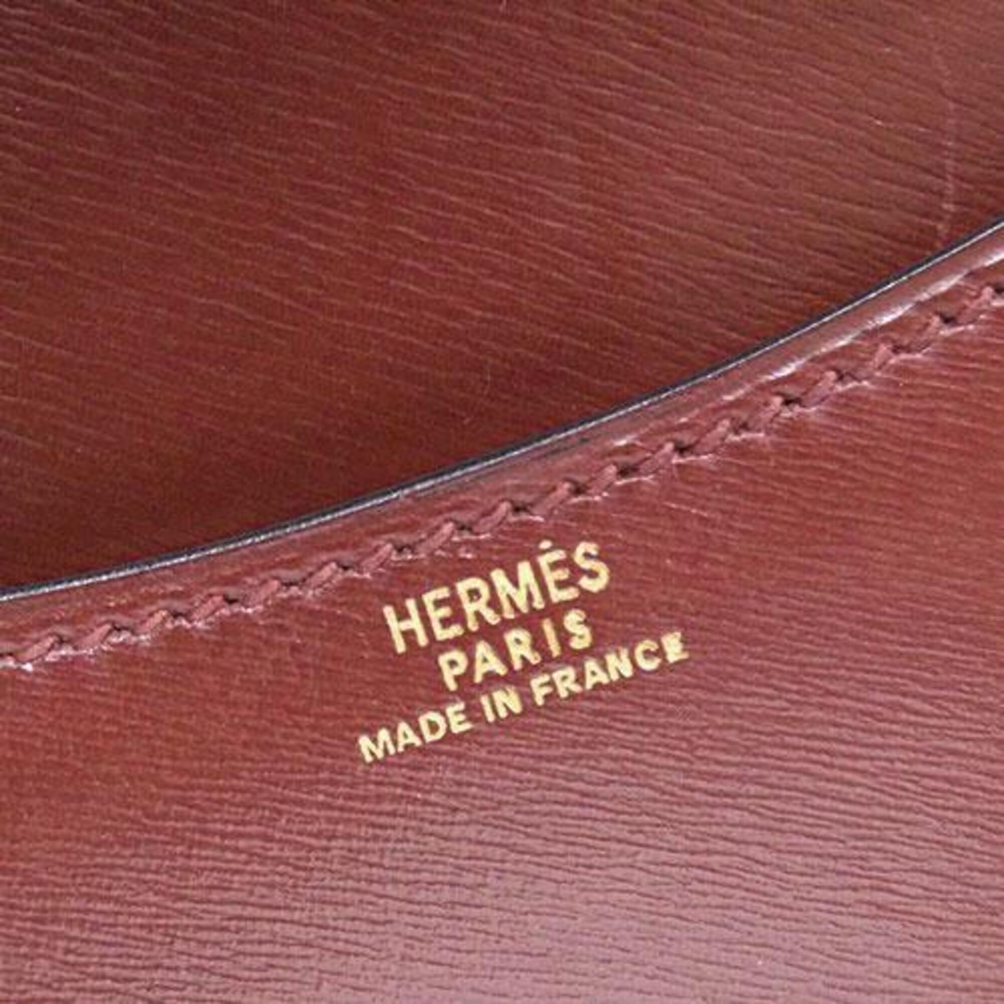 Hermes Rouge H Box Calf Leather Shoulder Bag (Pre-Owned)