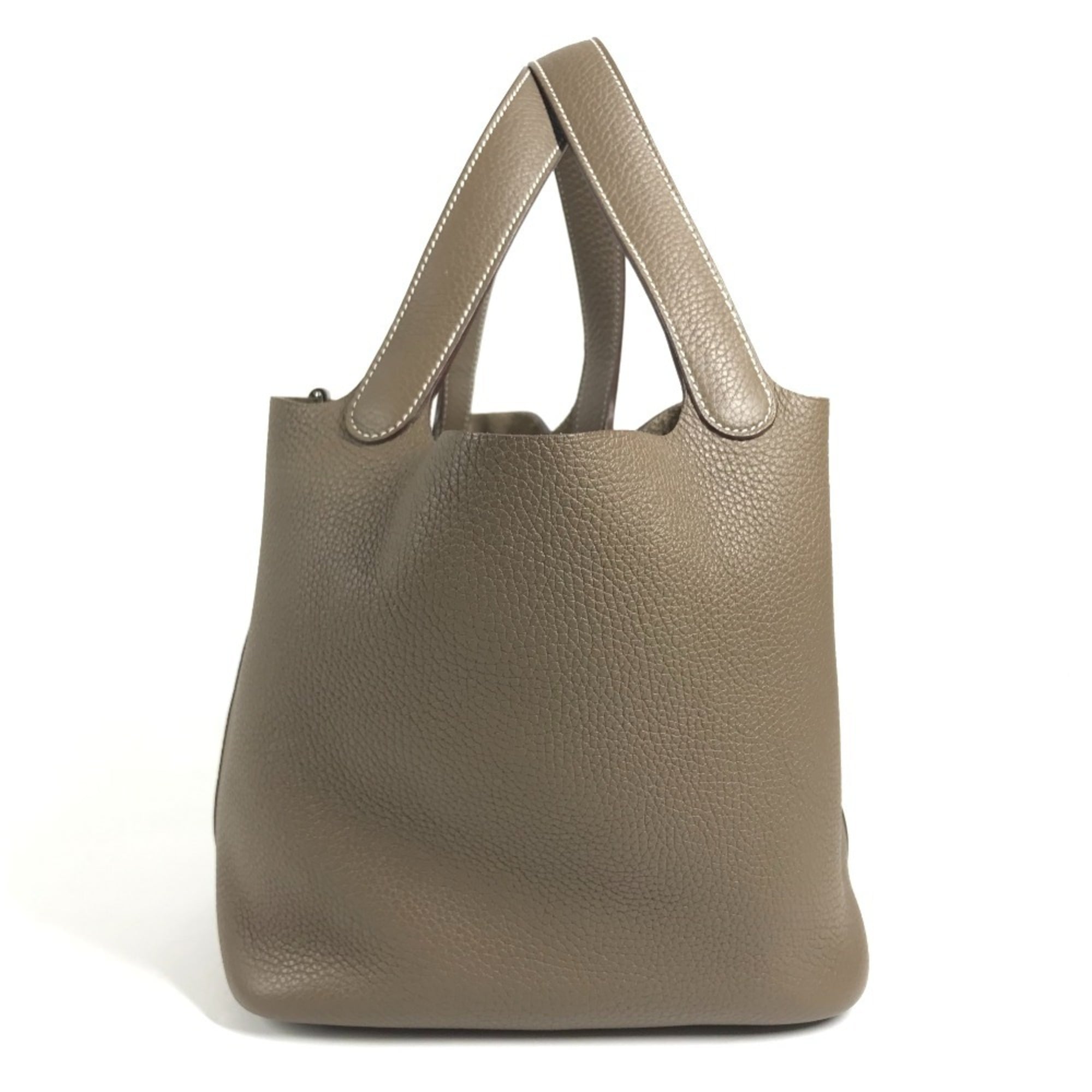 Hermes Gray Taurillon Clemence Leather Handbag (Pre-Owned)