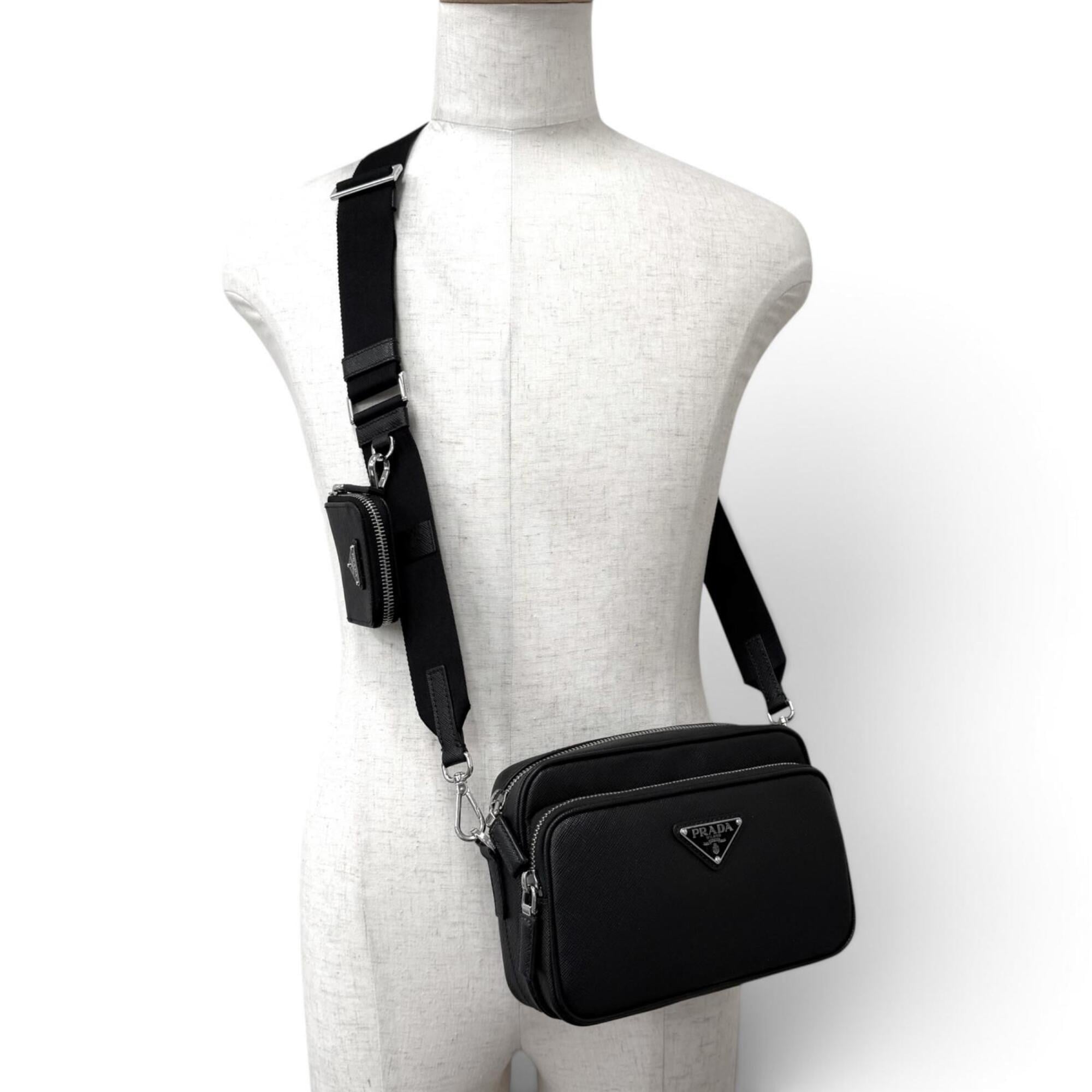 Prada Black Leather Pouch Shoulder Bag (Pre-Owned)