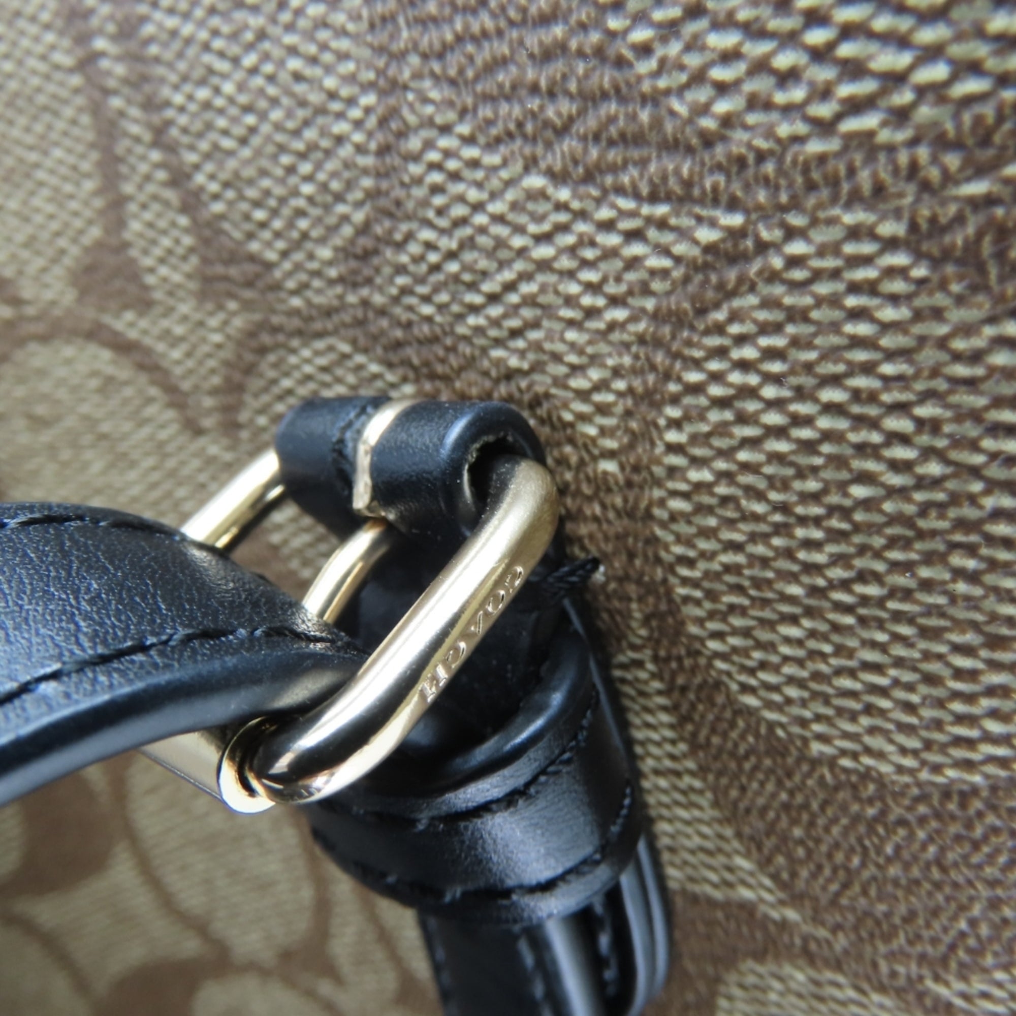 Coach Signature Black Brown Pvc Leather Tote Bag (Pre-Owned)