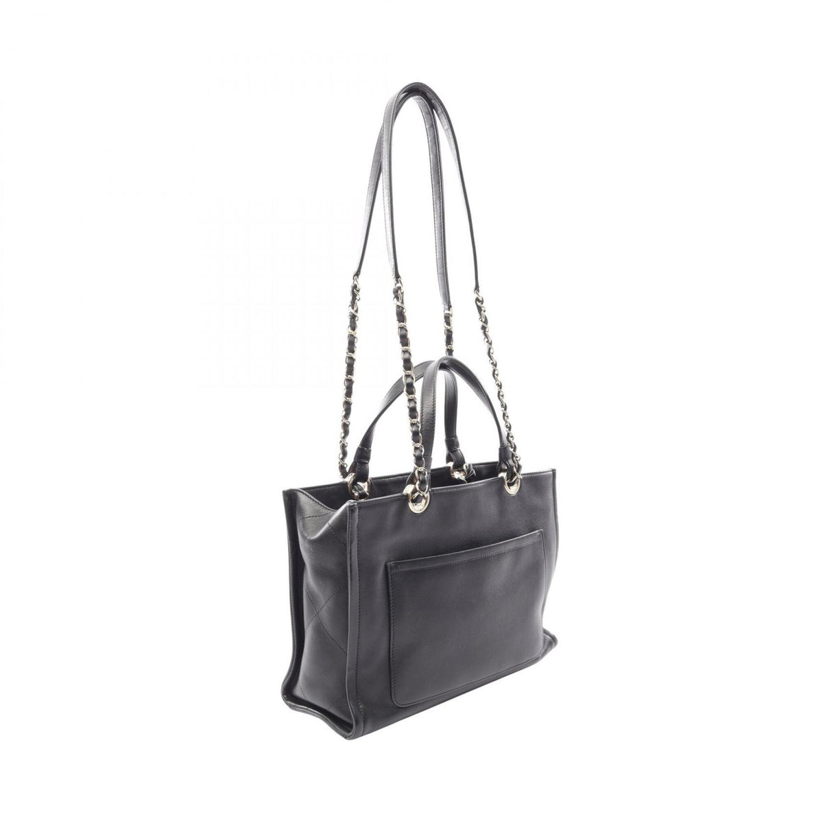 Chanel Black Leather Handbag Shoulder Bag (Pre-Owned)