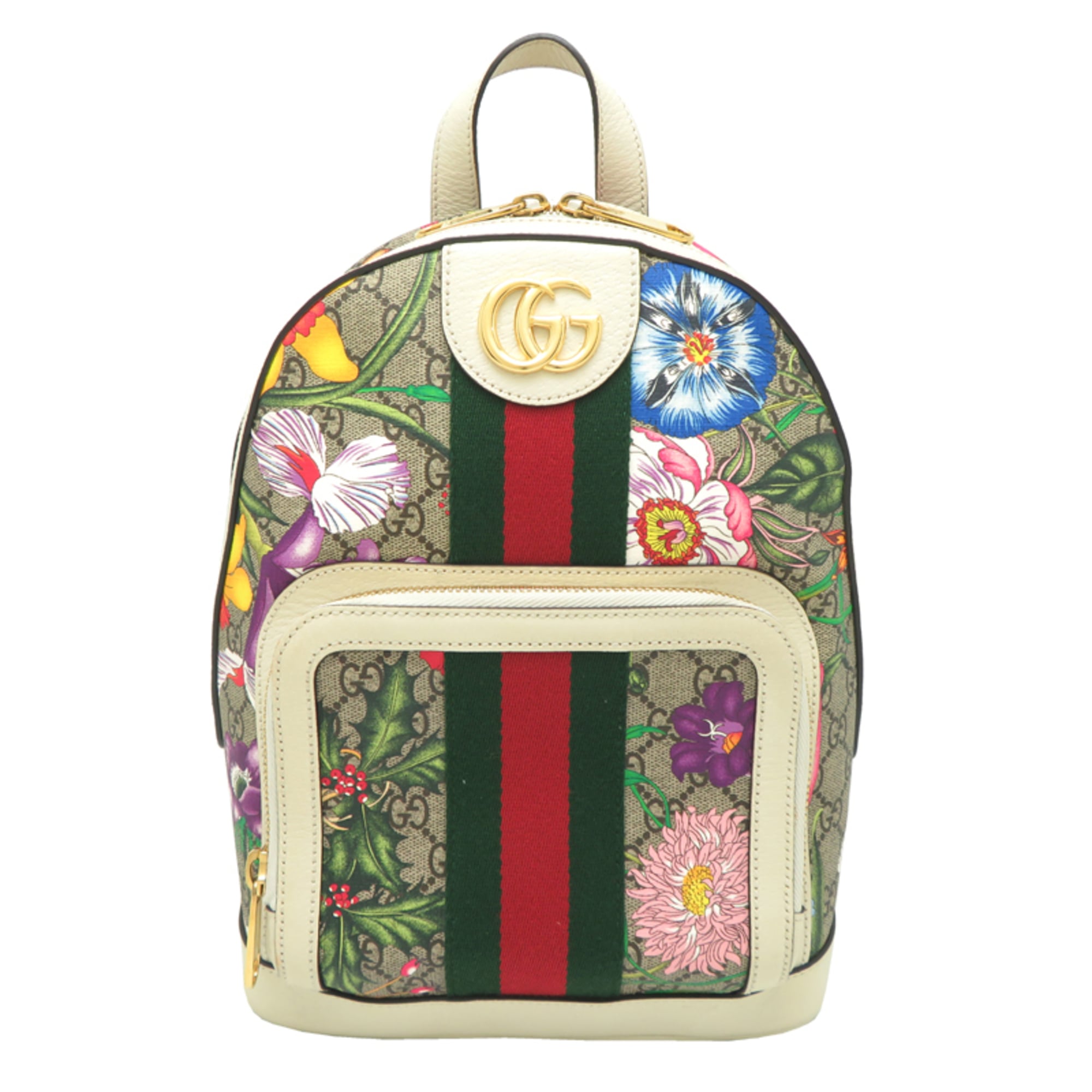 Gucci Beige White Gg Supreme Leather Backpack (Pre-Owned)