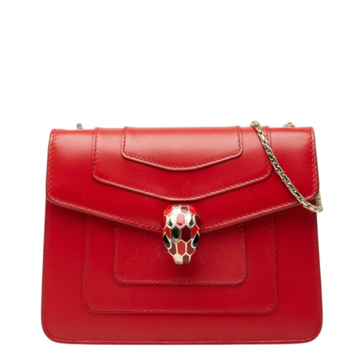 Bvlgari Red Color Leather Shoulder Bag (Pre-Owned)