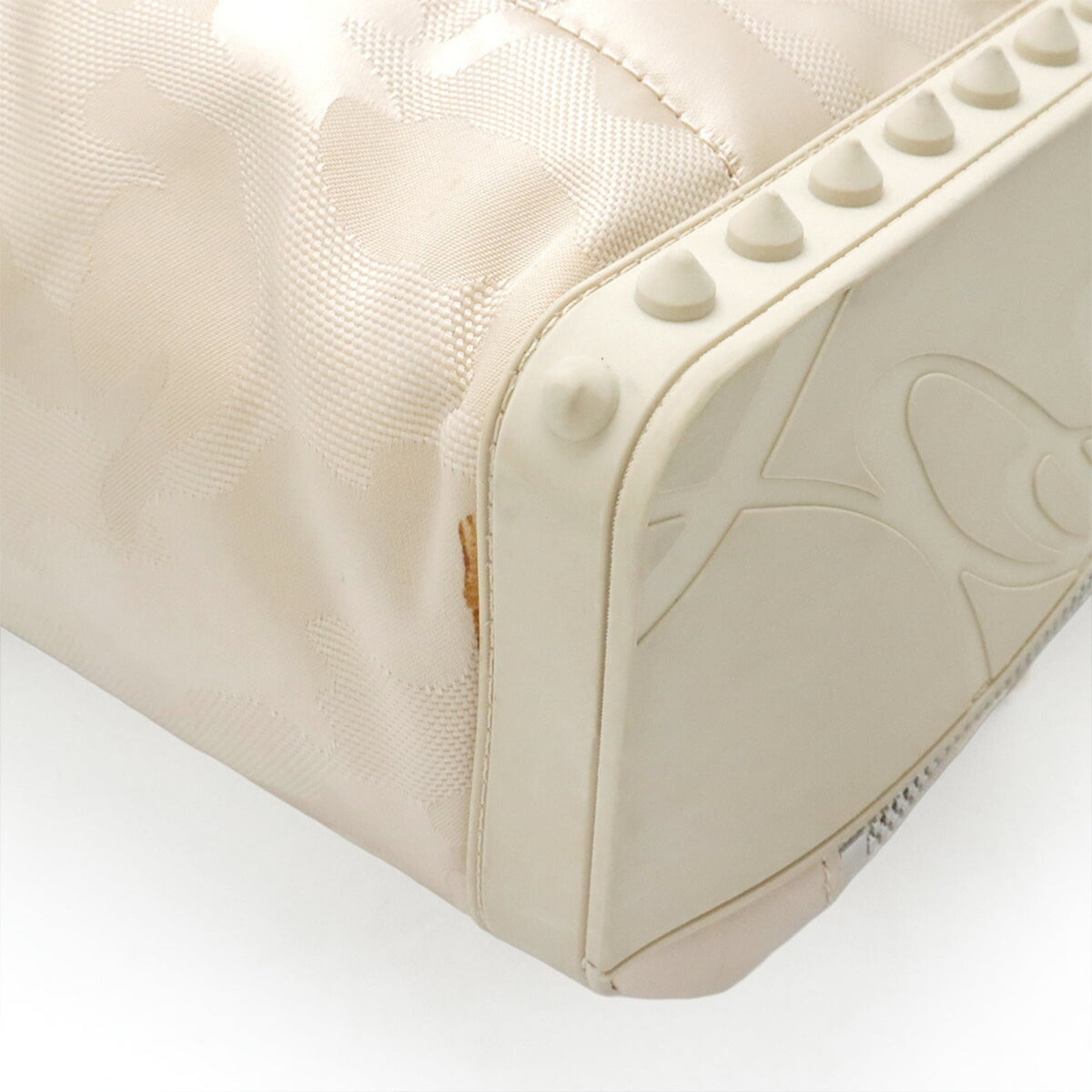 Christian Louboutin Beige Black Nylon Rubber Leather Backpack (Pre-Owned)