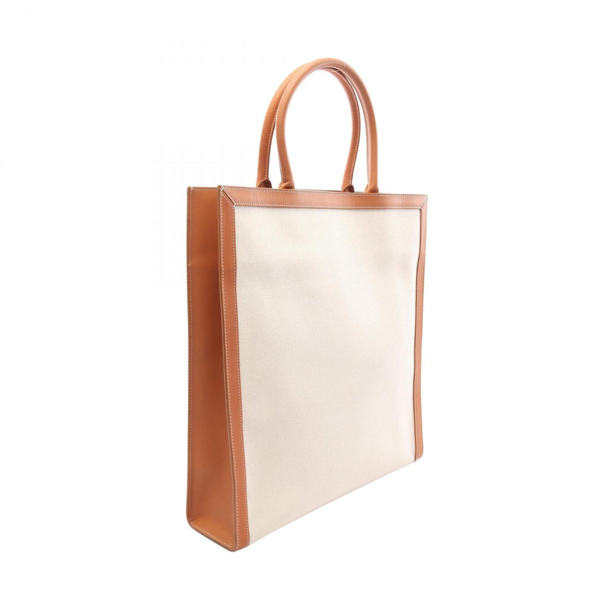 Celine Brown White Canvas Leather Handbag Tote Bag (Pre-Owned)