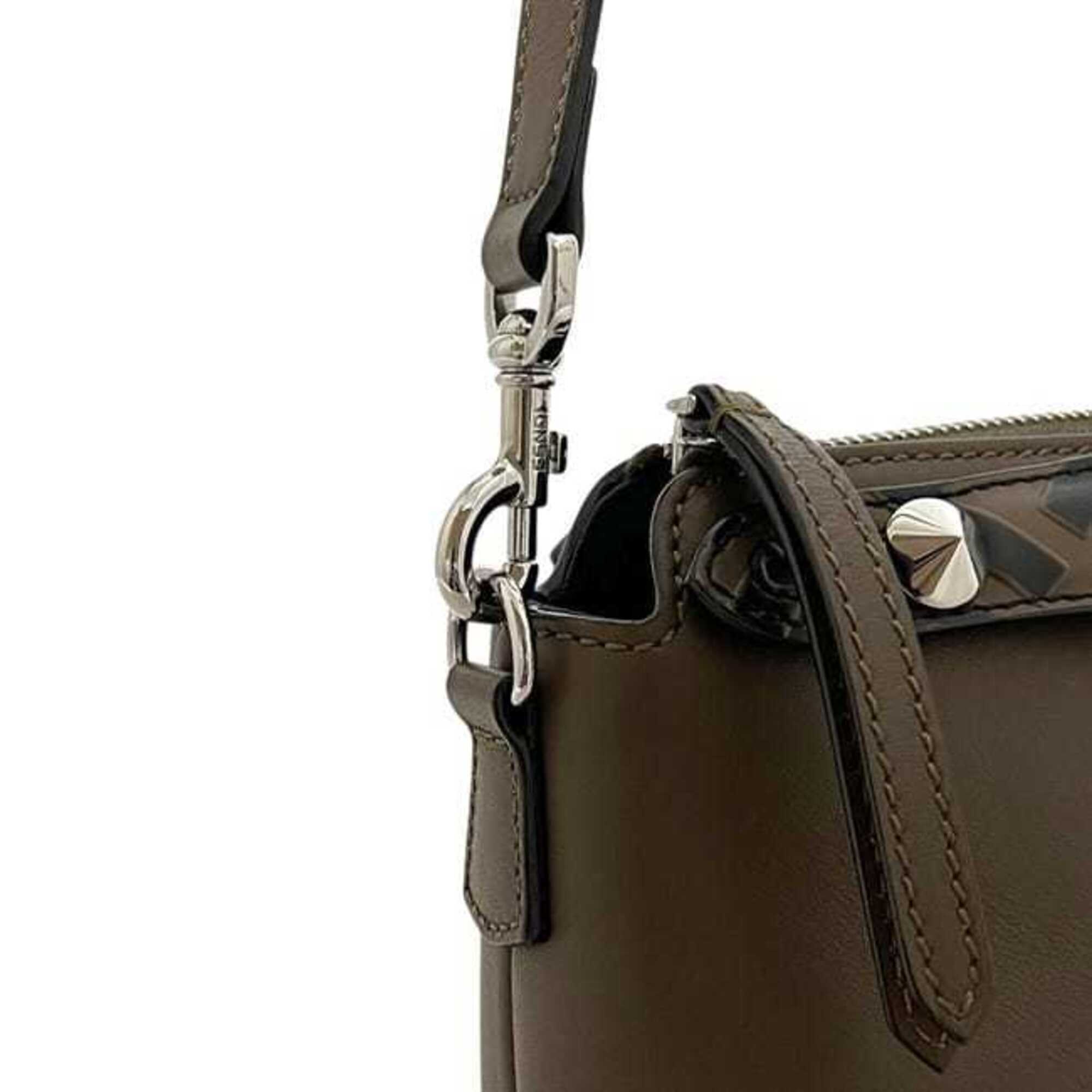 Fendi Beige Brown Leather Shoulder Bag (Pre-Owned)