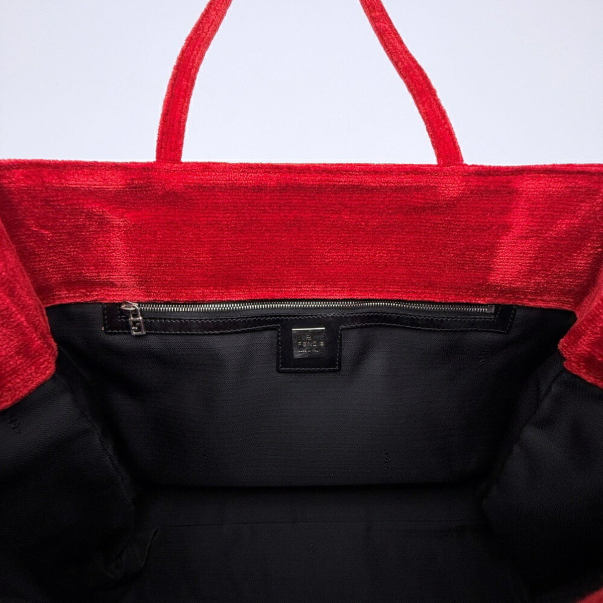 Fendi Red Color Leather Shoulder Bag Tote Bag (Pre-Owned)
