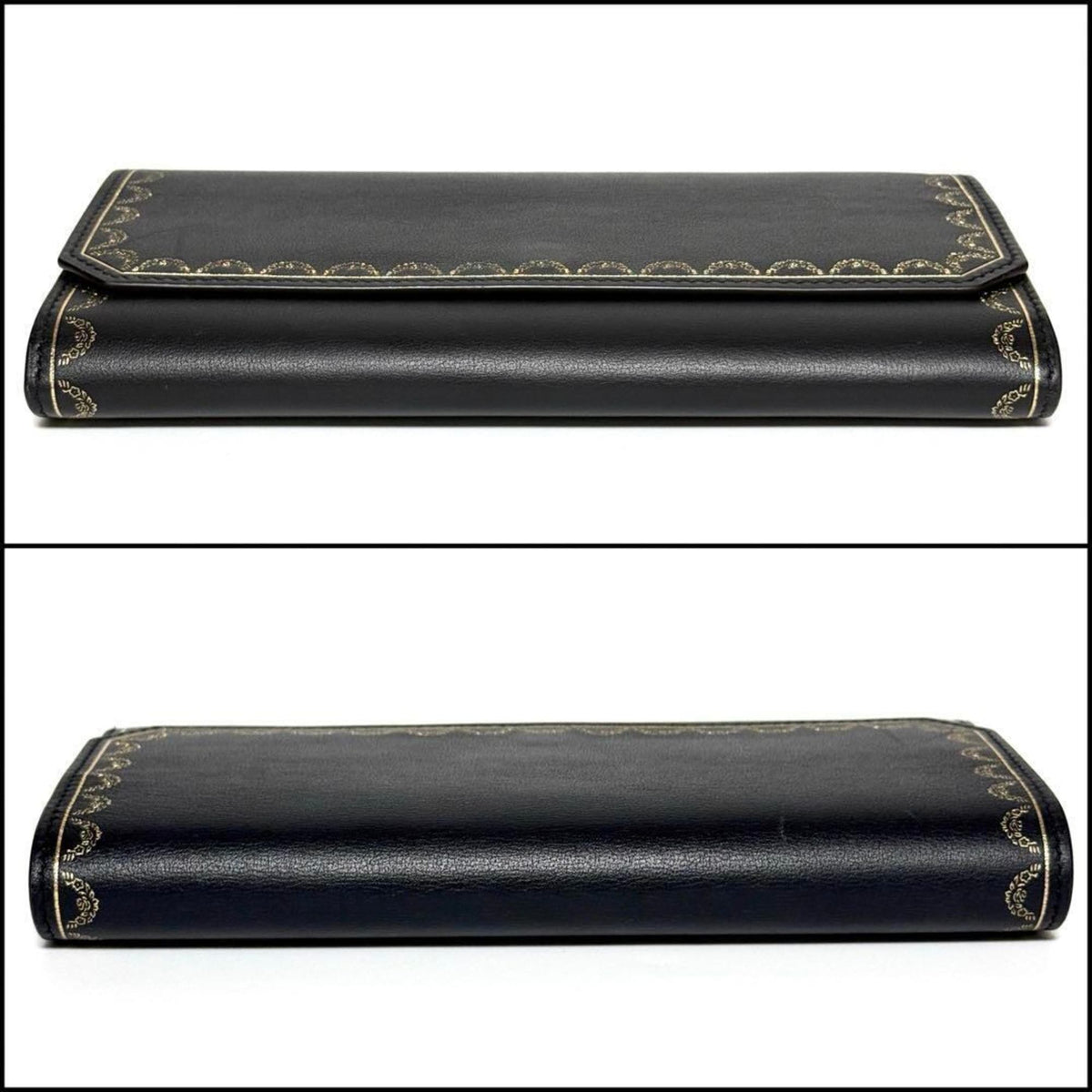 Cartier Black Leather Long Wallet (Bi-Fold) (Pre-Owned)