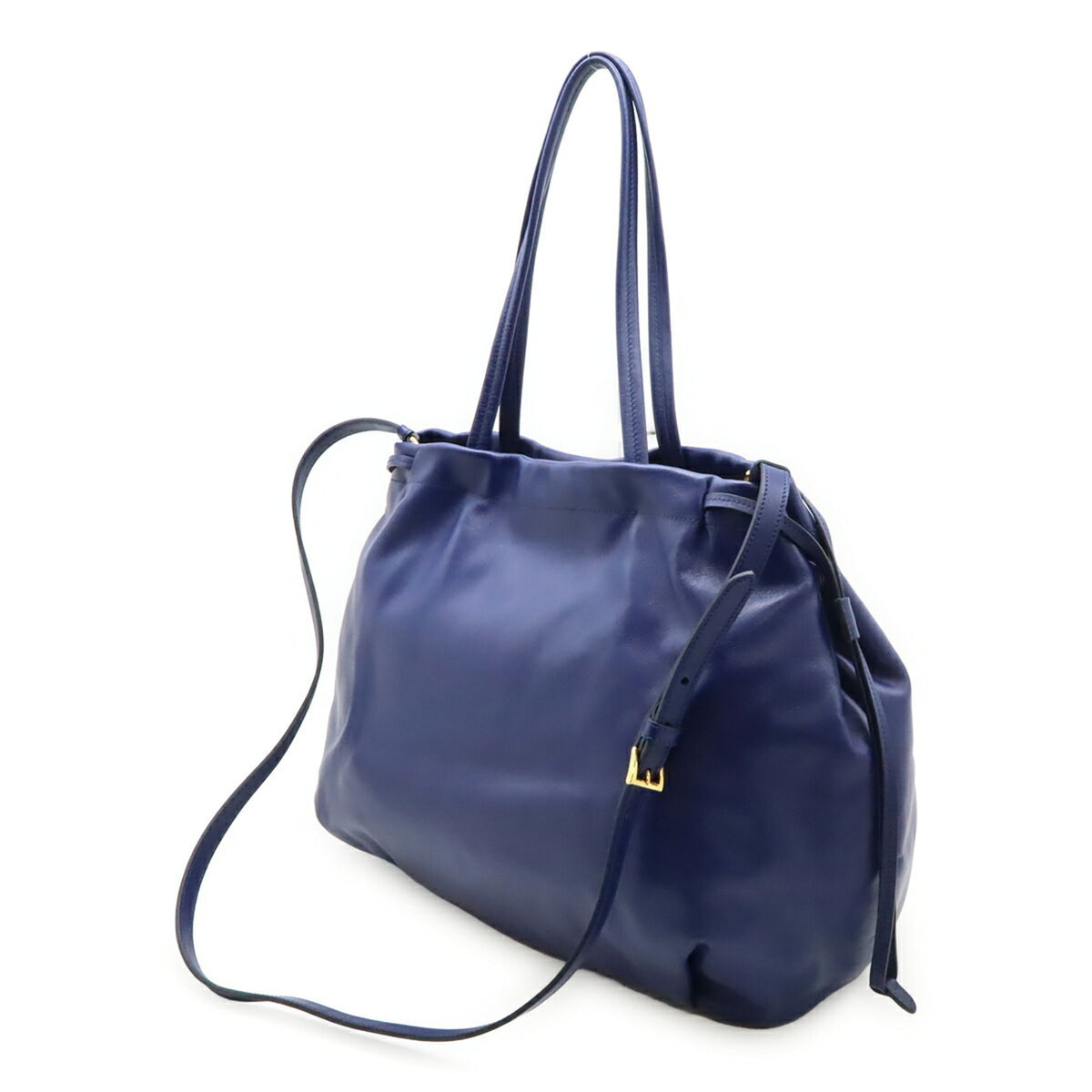 Prada Blue Leather Shoulder Bag Tote Bag (Pre-Owned)