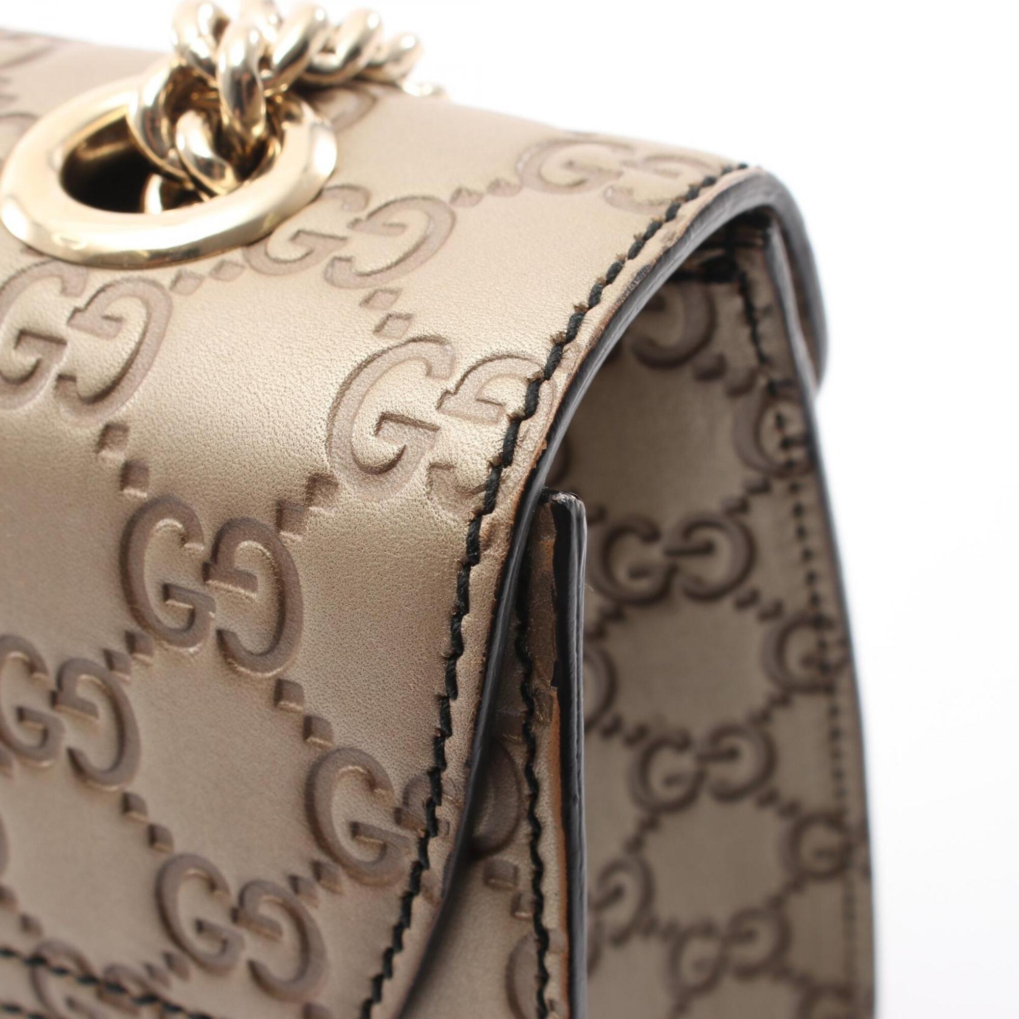 Gucci Horsebit Gold Leather Handbag Shoulder Bag (Pre-Owned)