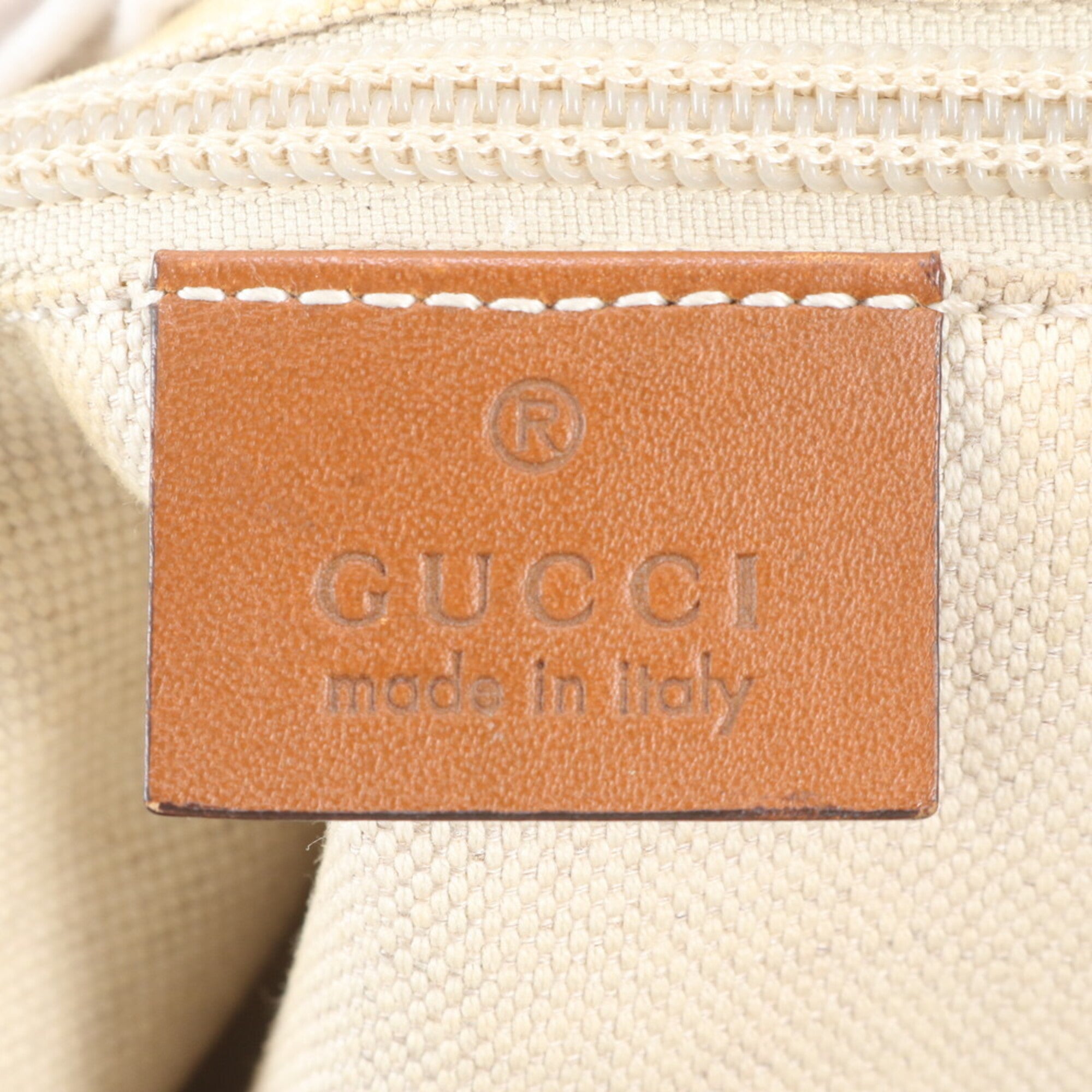 Gucci Brown Navy Leather Nylon Messenger Bag Shoulder Bag (Pre-Owned)