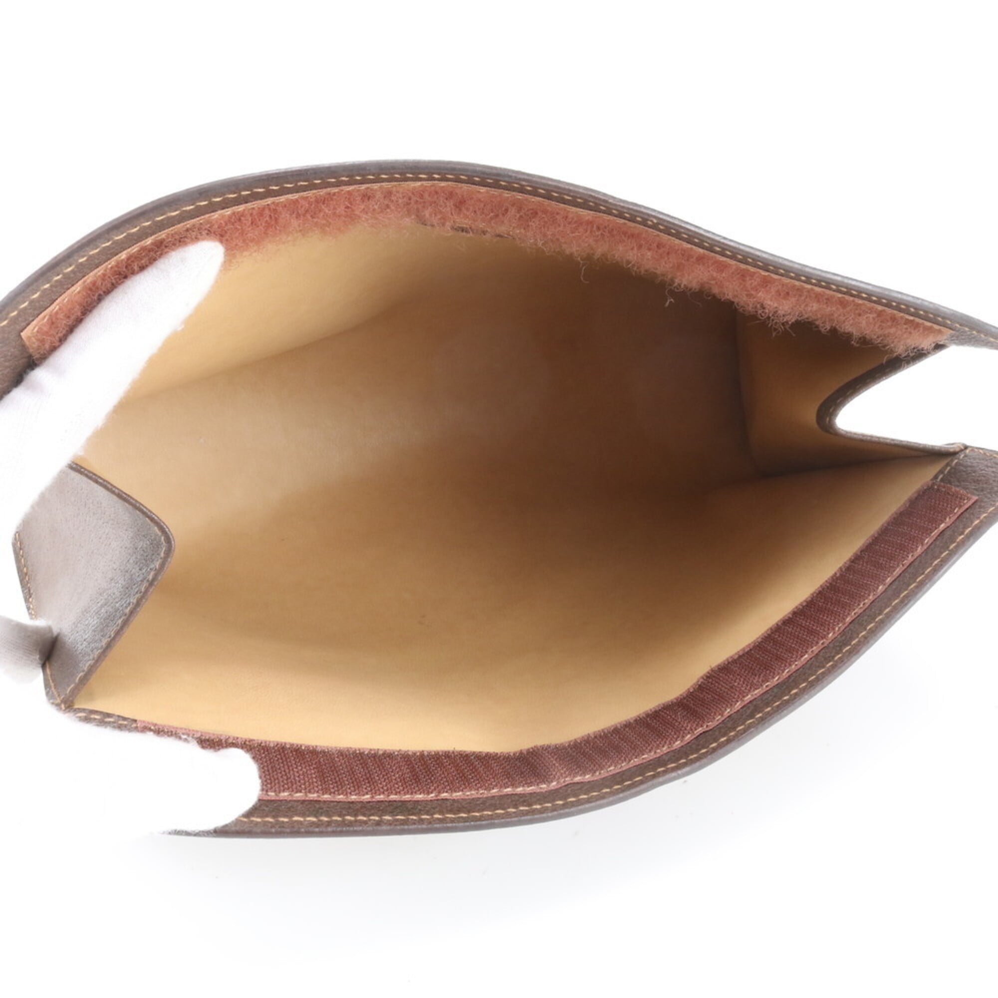 Gucci Beige Coated Canvas Leather Handbag Pouch (Pre-Owned)