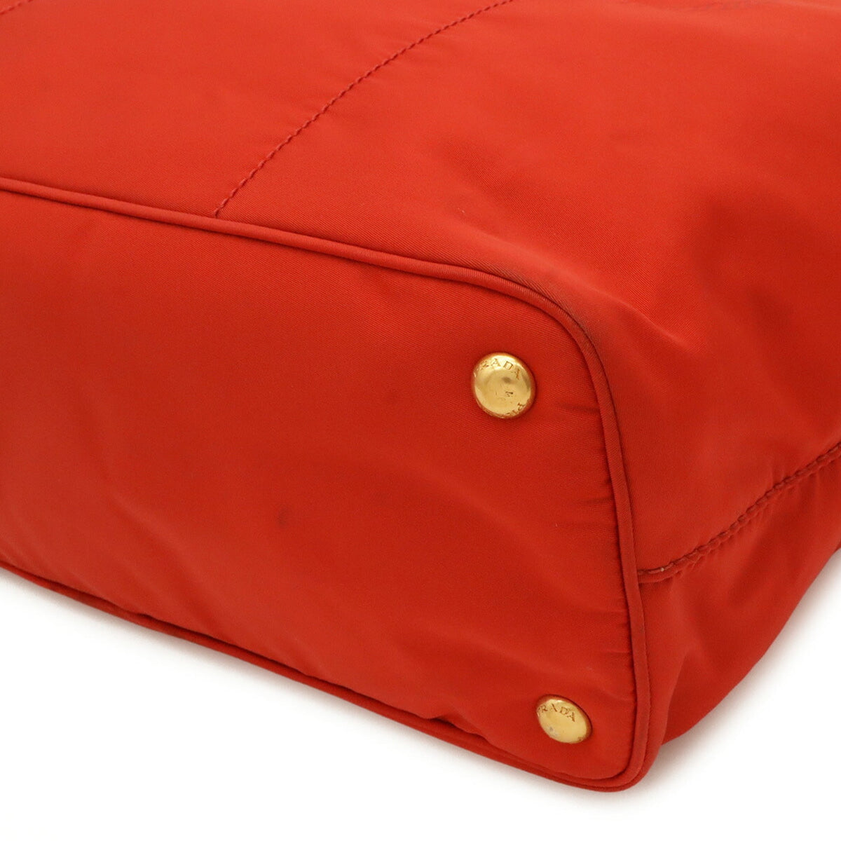 Prada Red Color Nylon Leather Shoulder Bag Tote Bag (Pre-Owned)
