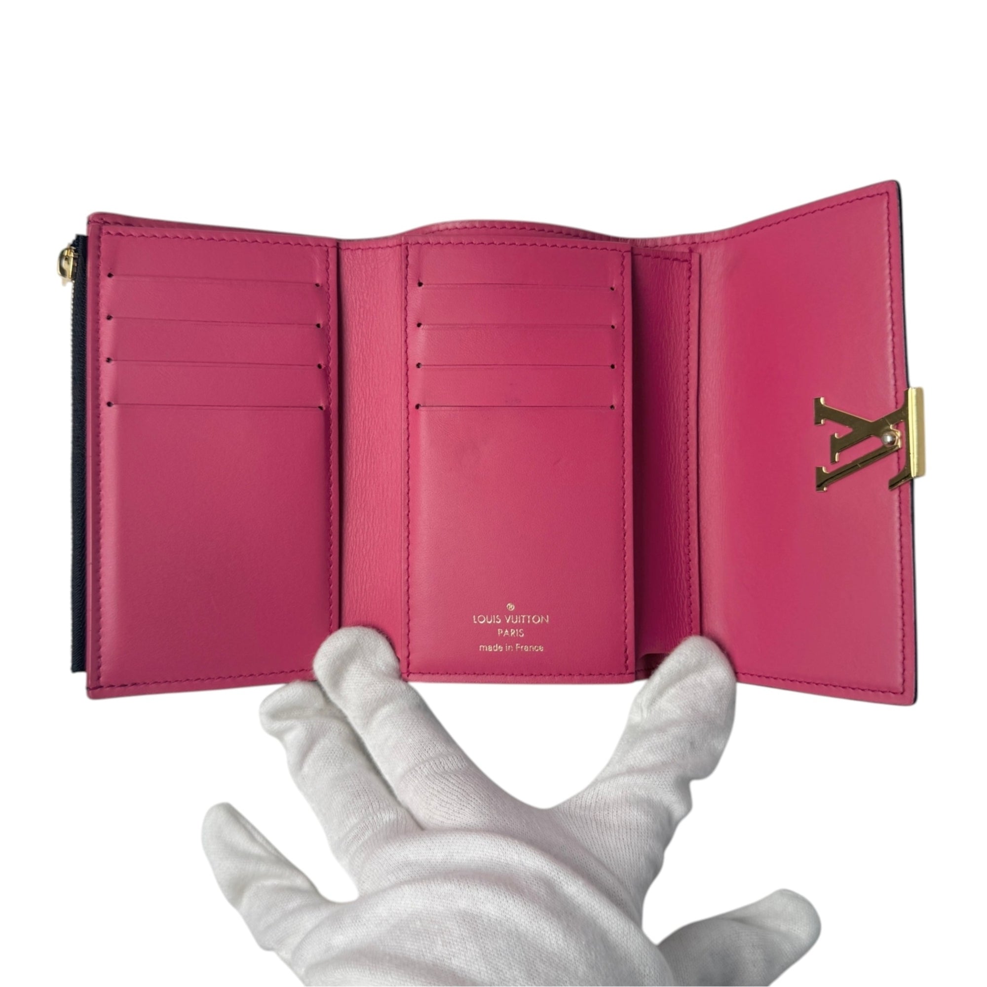 Louis Vuitton Black Hot Pink Leather Wallet (Tri-Fold) (Pre-Owned)
