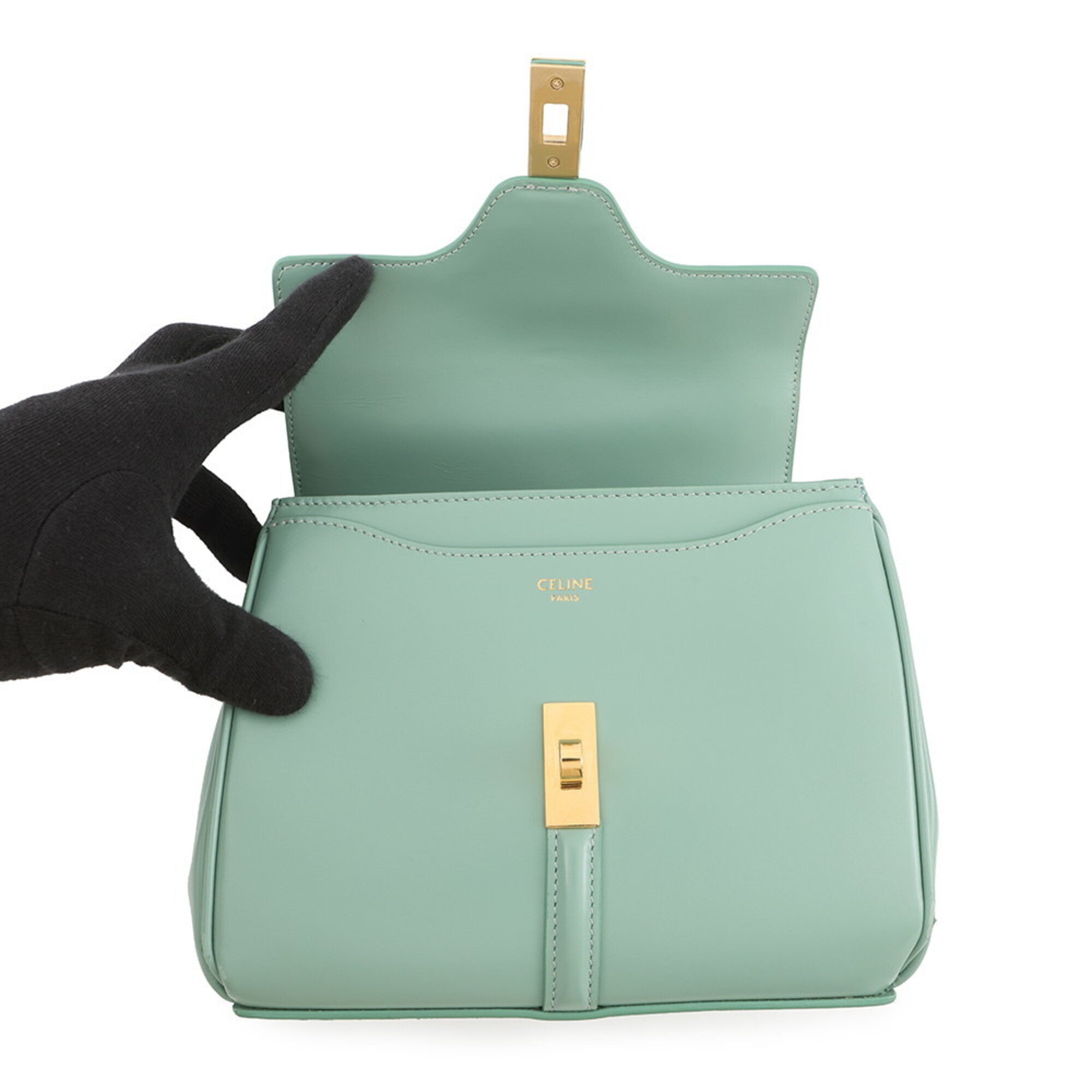 Celine Green Leather Handbag Shoulder Bag (Pre-Owned)