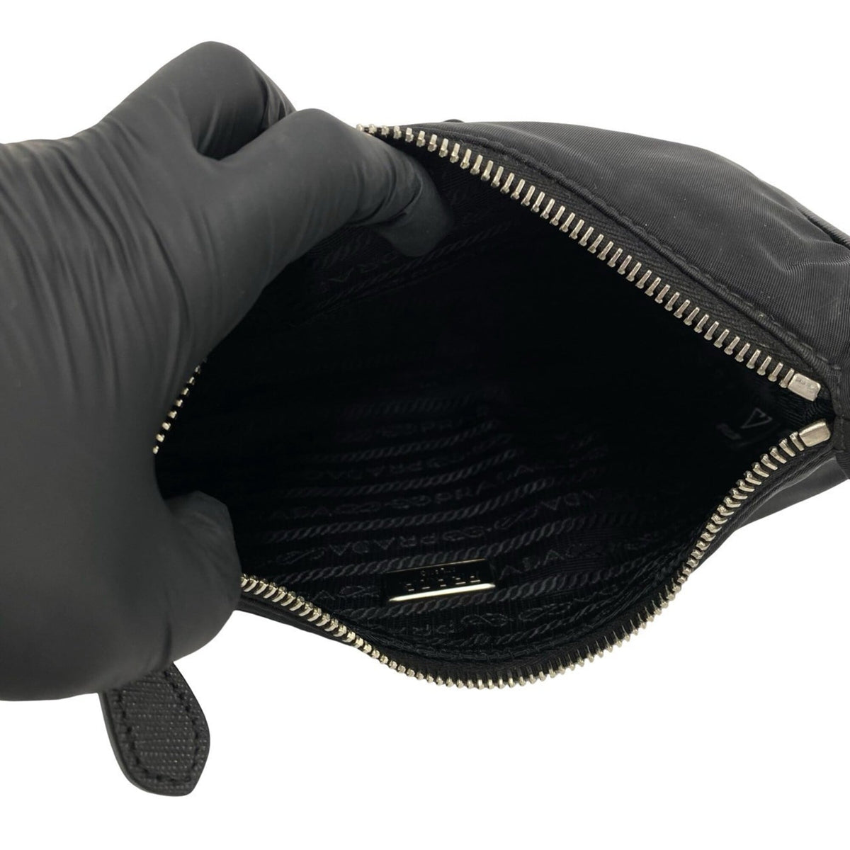 Prada Black Nylon Leather Pouch Shoulder Bag (Pre-Owned)