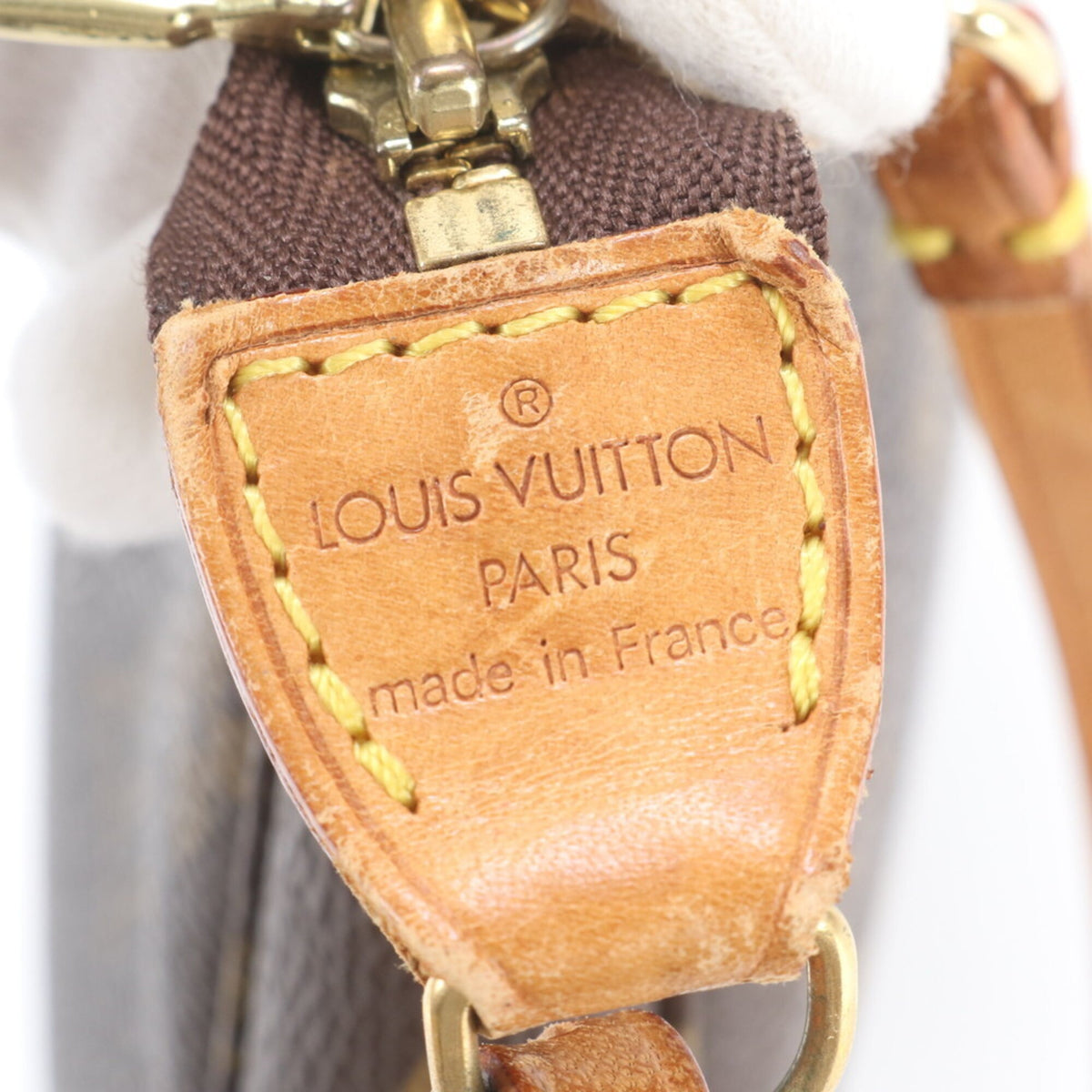 Louis Vuitton Brown Leather Coated Canvas Handbag Pochette Pouch (Pre-Owned)