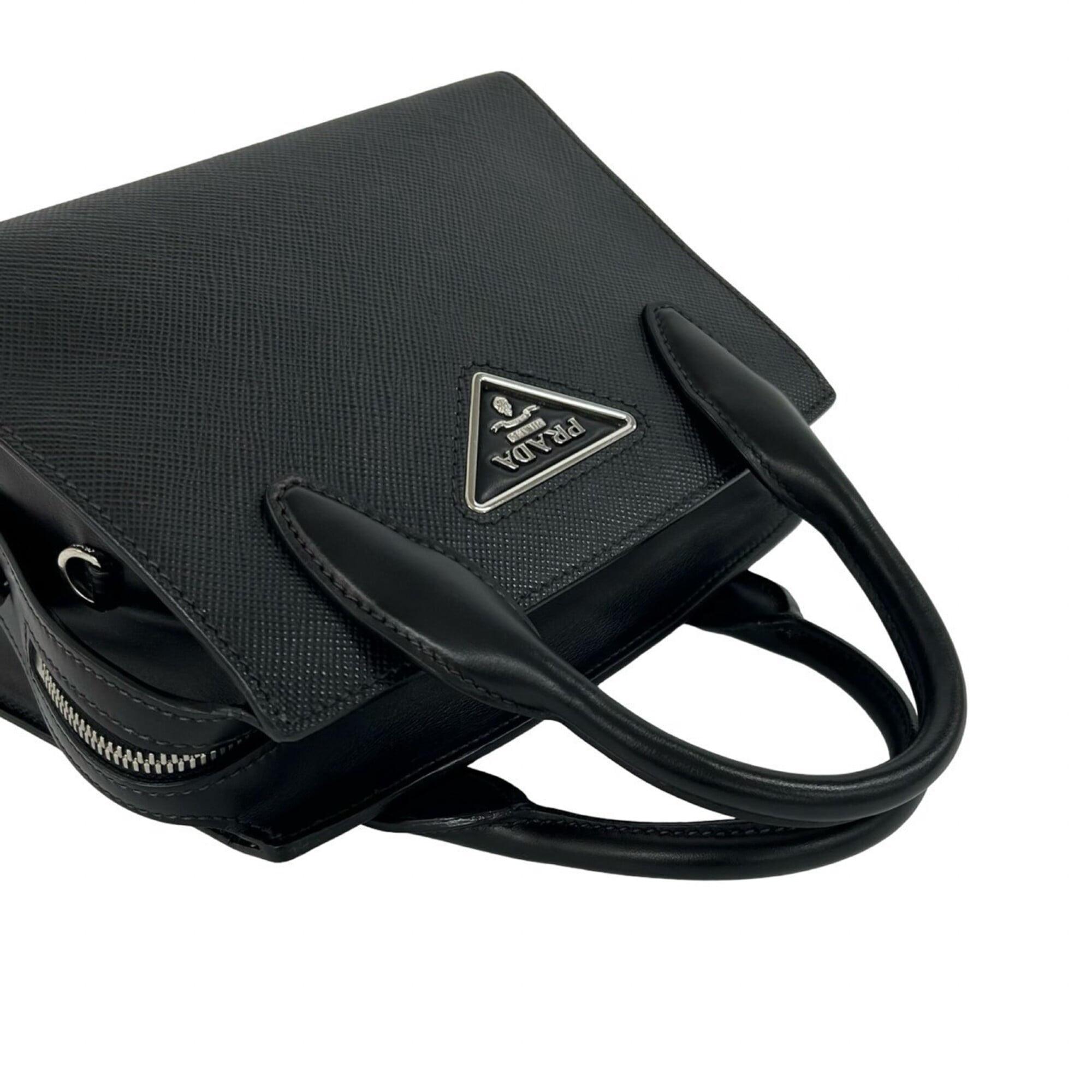 Prada Black Leather Handbag Shoulder Bag (Pre-Owned)