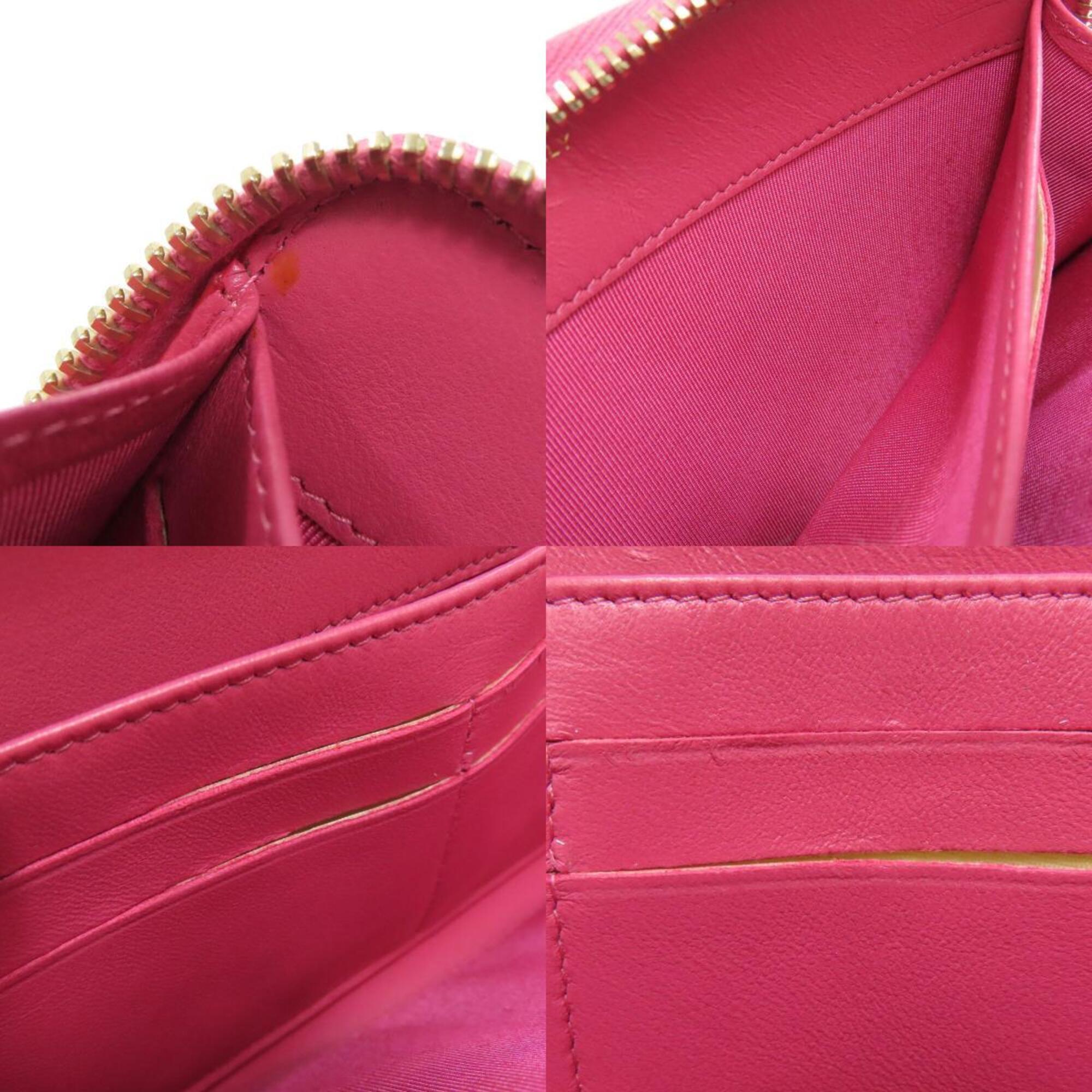 Chanel Pink Leather Long Wallet (Bi-Fold) (Pre-Owned)