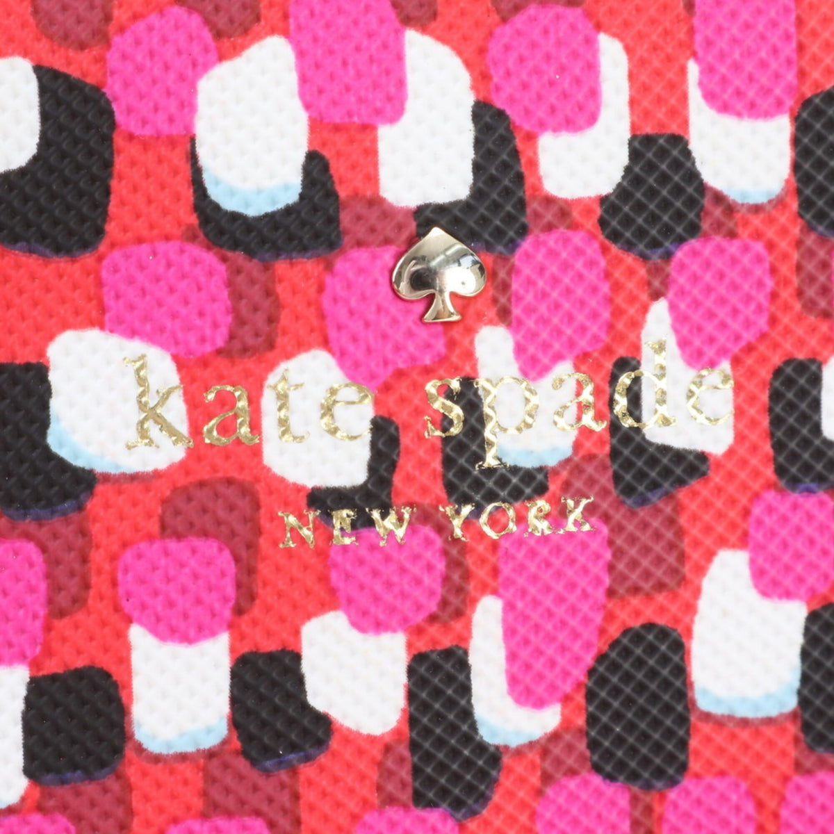 Kate Spade Black Pink White Leather Coated Canvas Handbag Shoulder Bag Tote Bag (Pre-Owned)