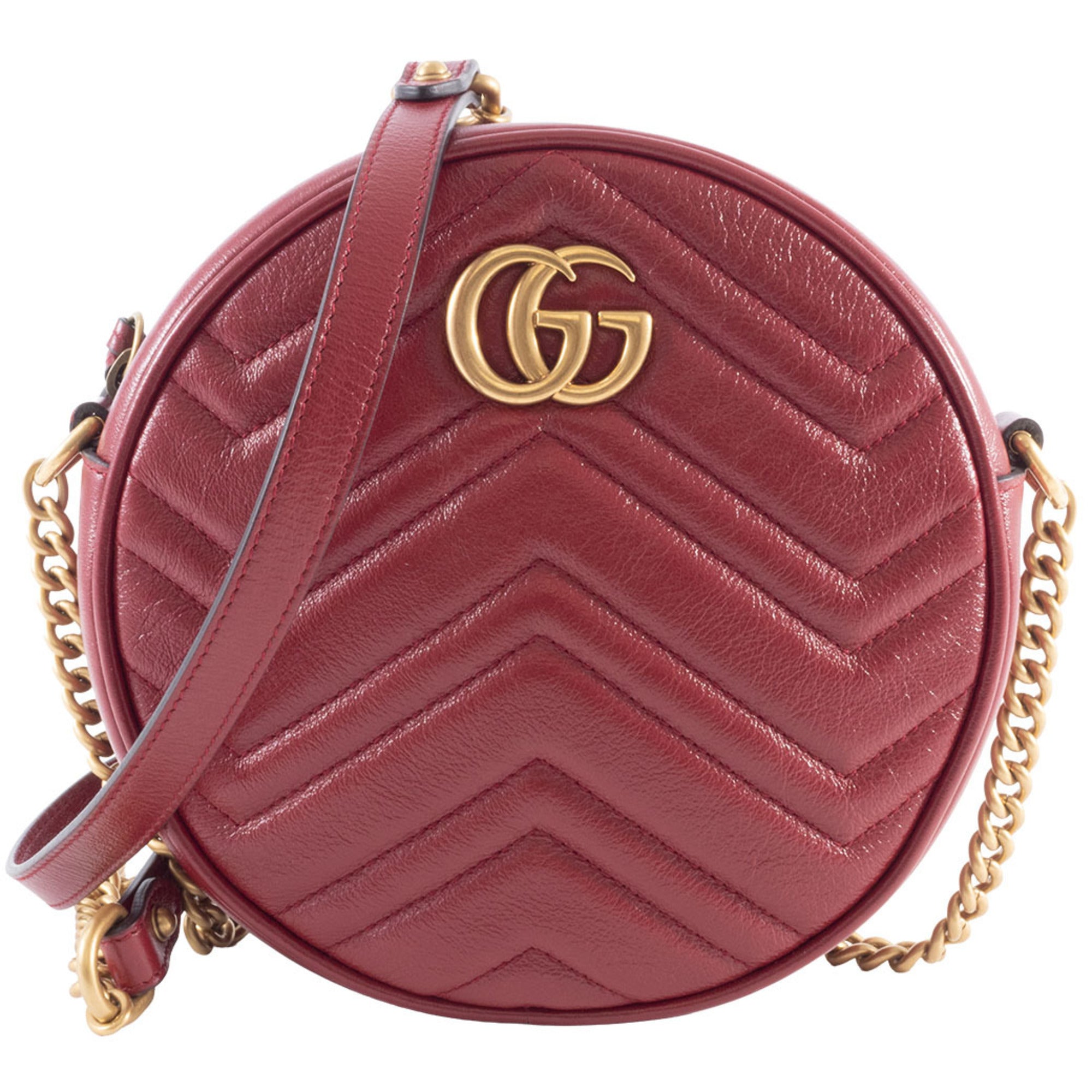 Gucci Red Color Leather Shoulder Bag (Pre-Owned)