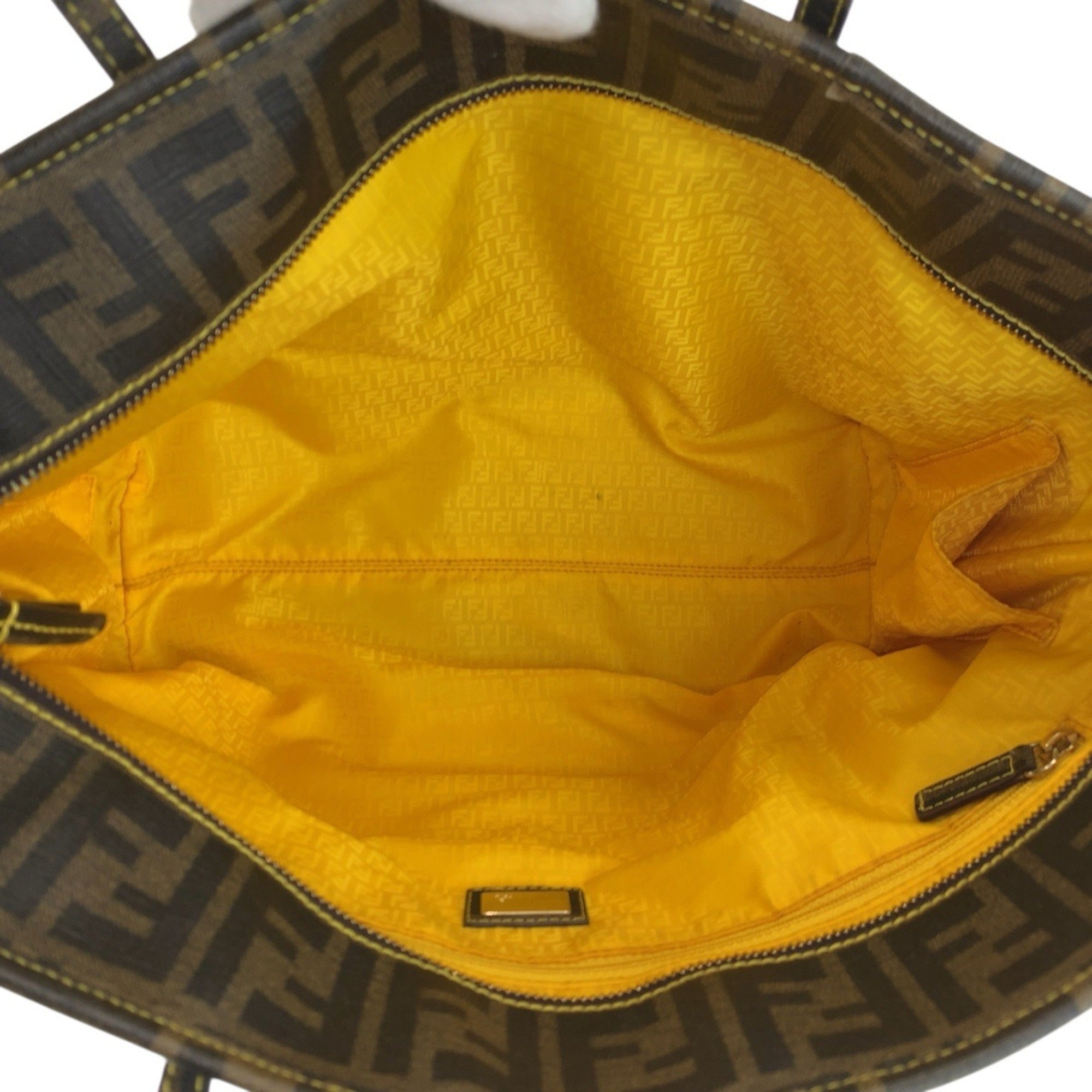 Fendi Zucca Brown Yellow Pvc Shoulder Bag Tote Bag (Pre-Owned)