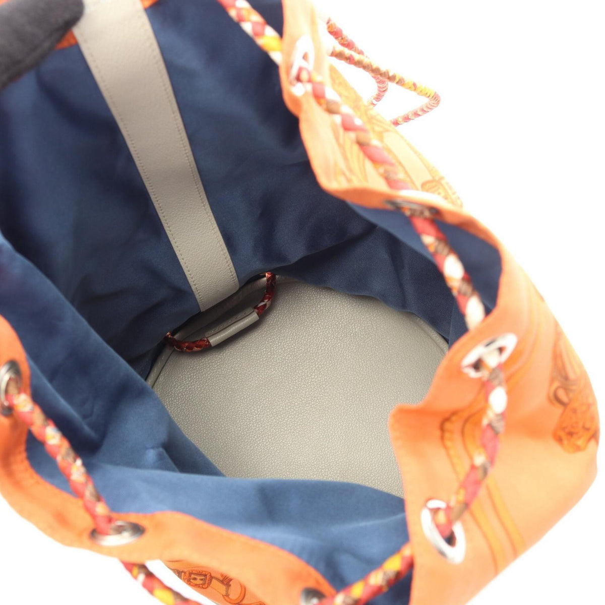 Hermes Multi-Color Orange Silk Leather Handbag Shoulder Bag (Pre-Owned)